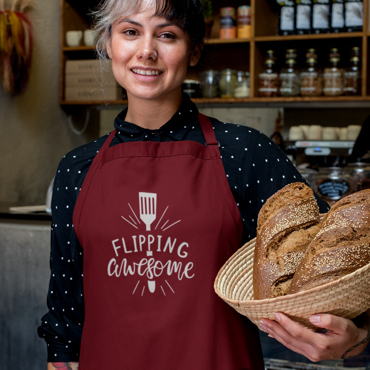 Kitchen-Queen-Personalised-Cotton-Apron-Gogirgit-Maroon