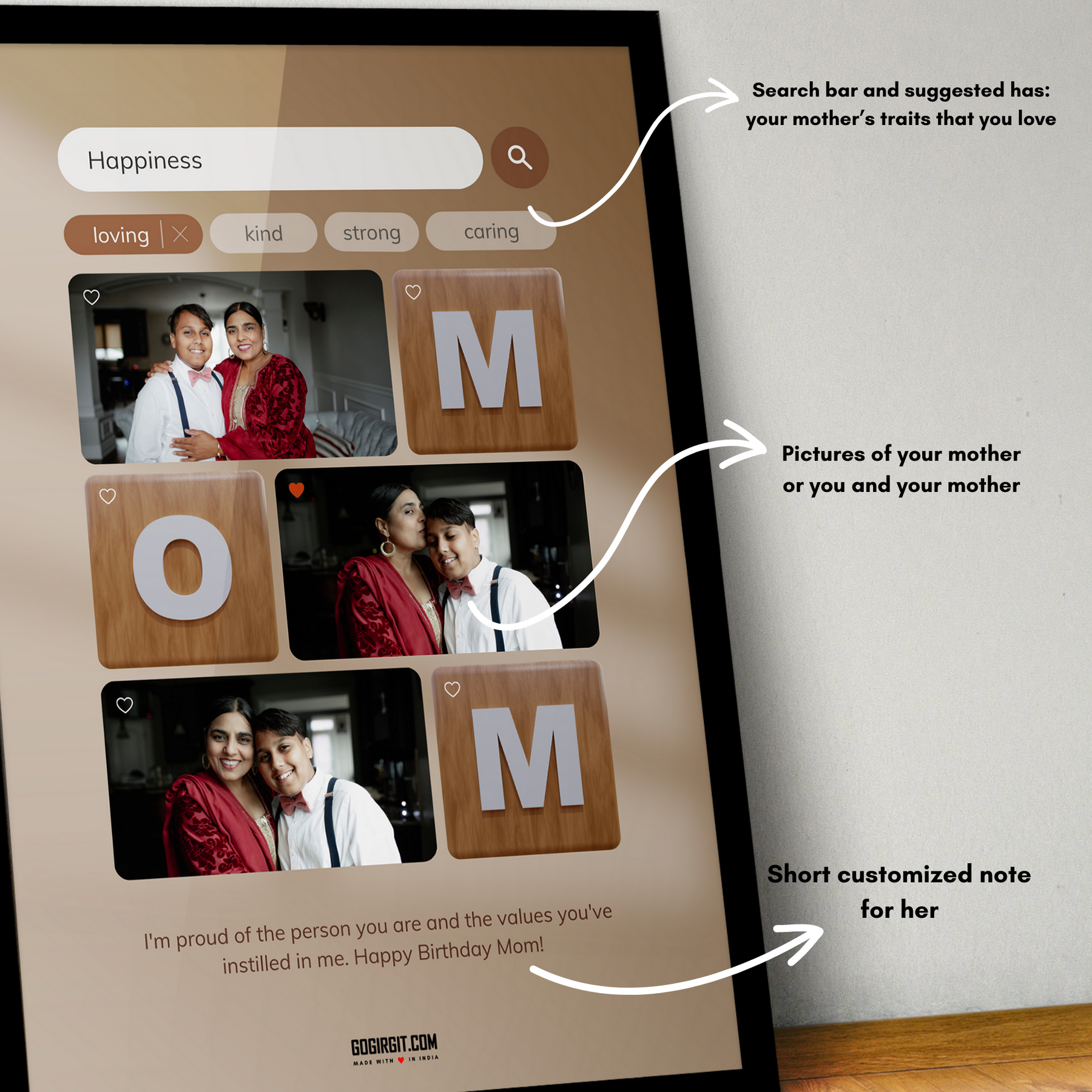 Happiness-MOM-Personalize-Photo-Collage-Frame-Custom-Gift-by-Gogirgit-Description