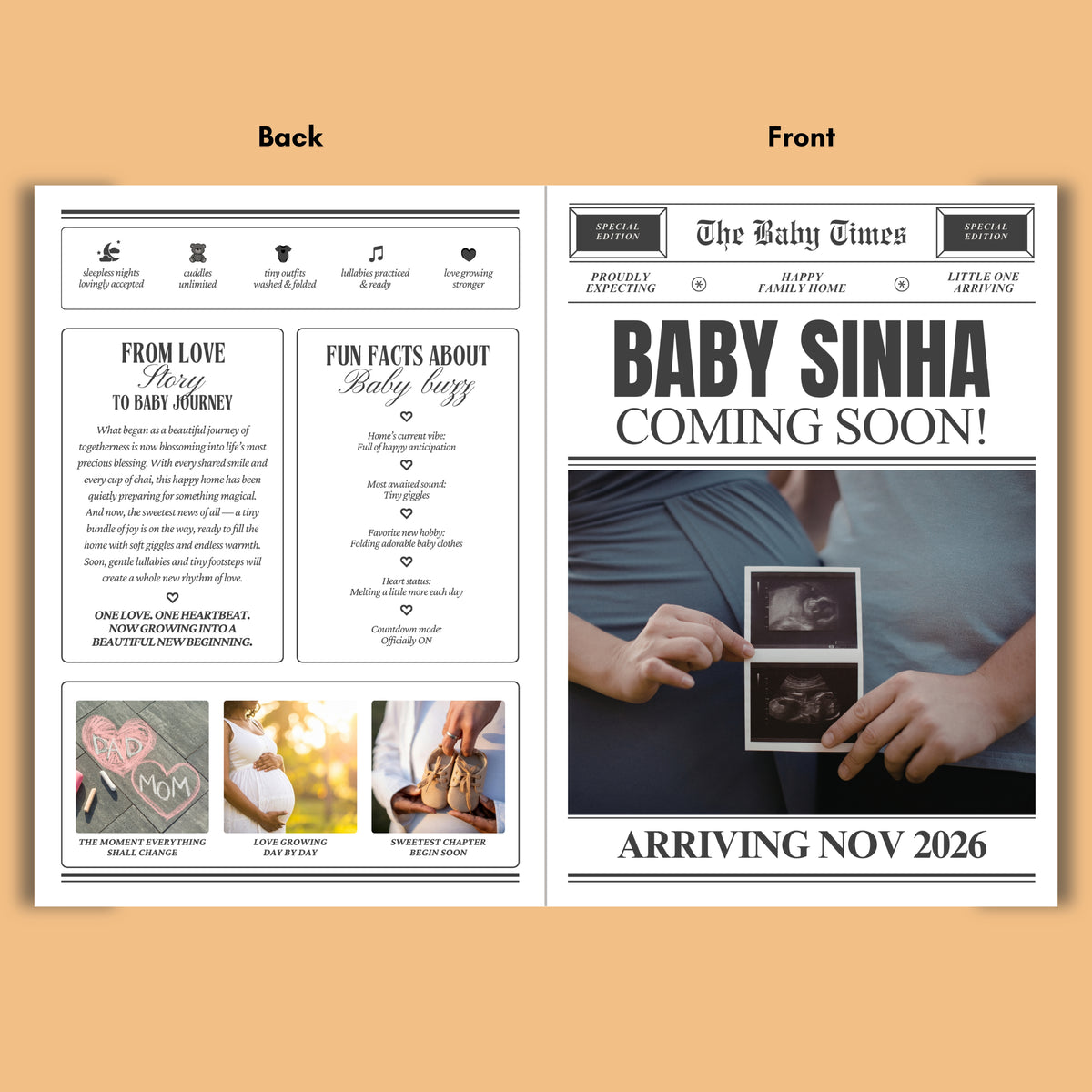 baby coming soon personalised newspaper pregnancy announcement prop gogirgit