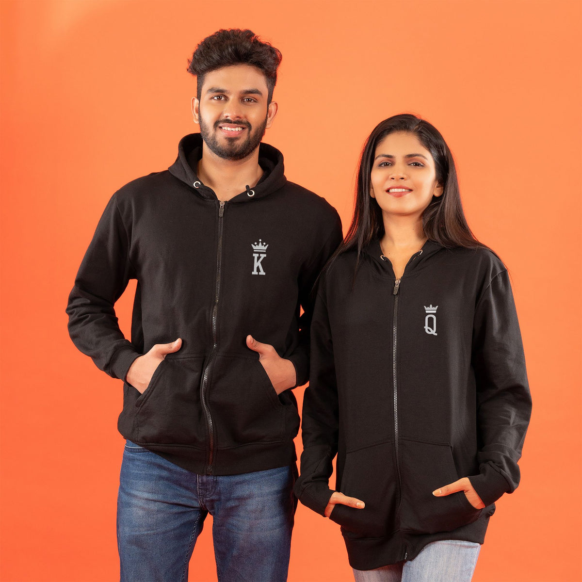 Full-Zip-Black-Personalised-Unisex-Hoodies-With-King-Queen-Embroidery-Gogirgit