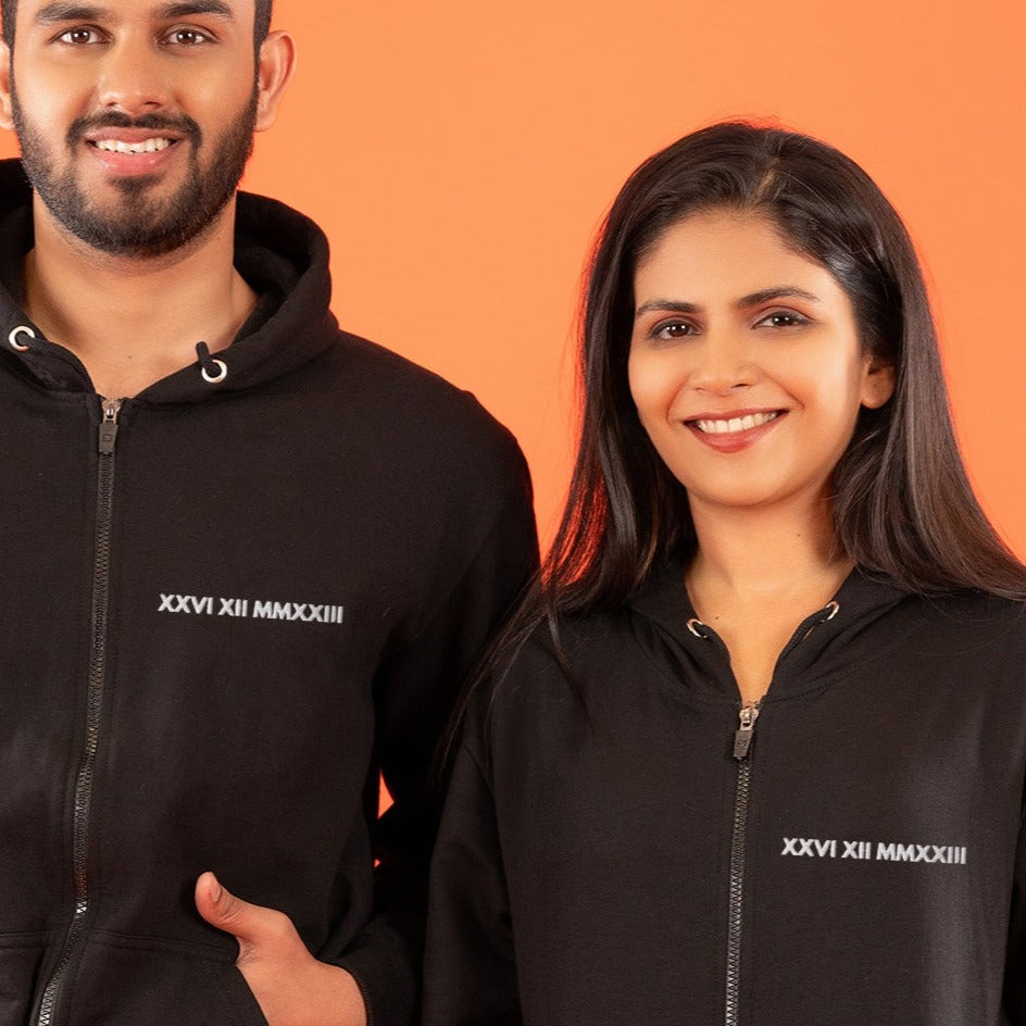 Full-Zip-Black-Personalised-Unisex-Hoodies-With-Wedding-Date-Embroidery-Gogirgit_image1