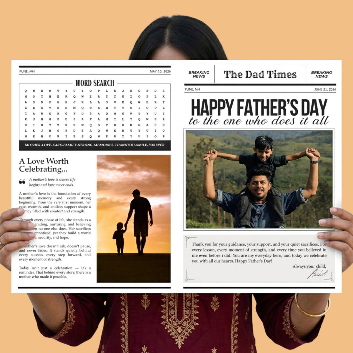 Personalised fathers-day-newspaper gift custom photo gift for dad