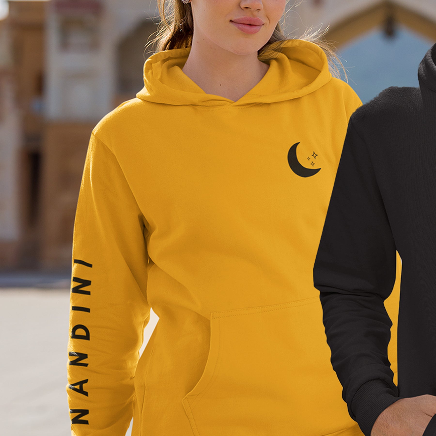 Sun-Moon-Personalised-Name-On-Sleeve-Black-Golden-Yellow-Couple-Hoodies-Gogirgit-Female