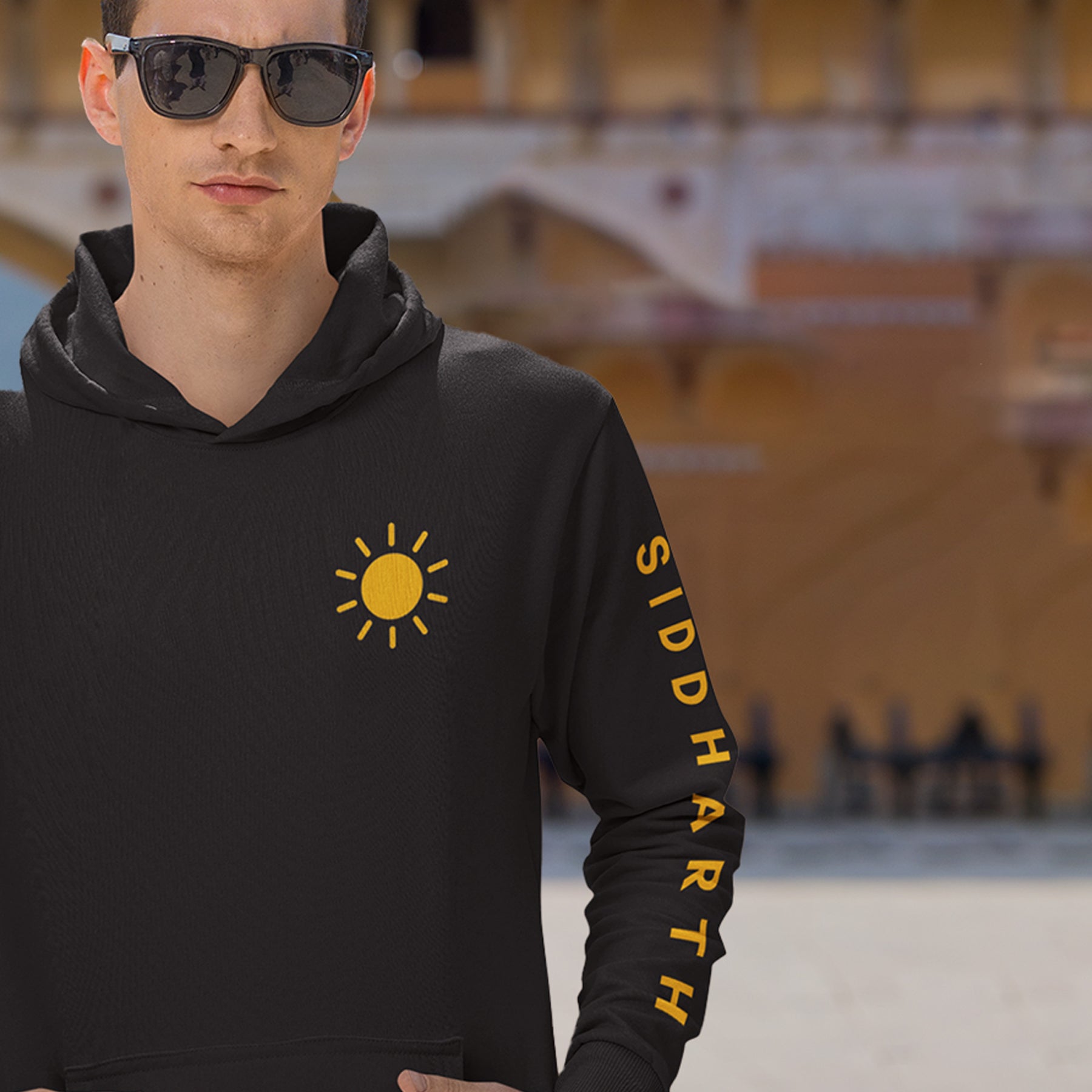 Sun-Moon-Personalised-Name-On-Sleeve-Black-Golden-Yellow-Couple-Hoodies-Gogirgit-Male