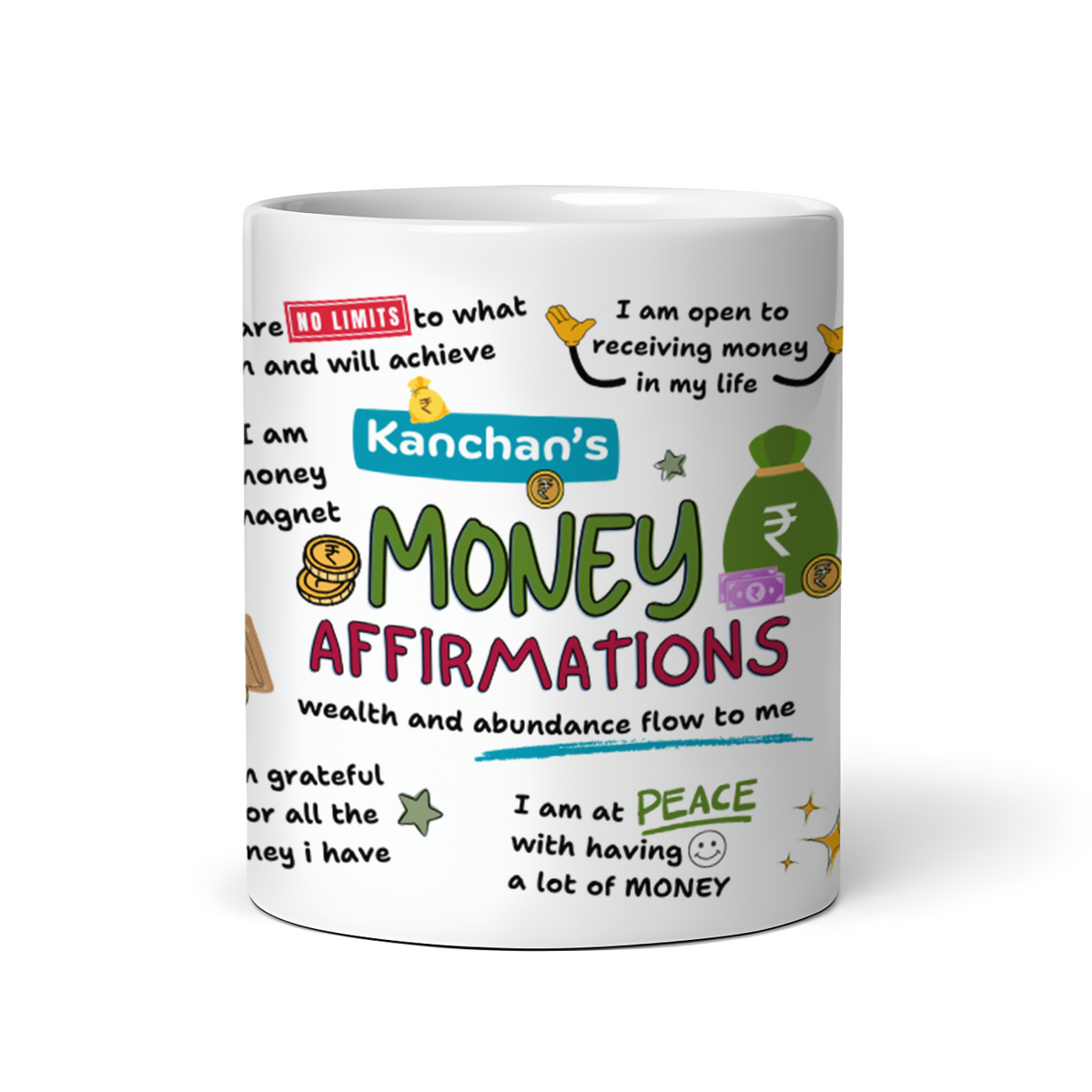 Money Affirmation White Coffee Mug– Attract Wealth with Every Sip!