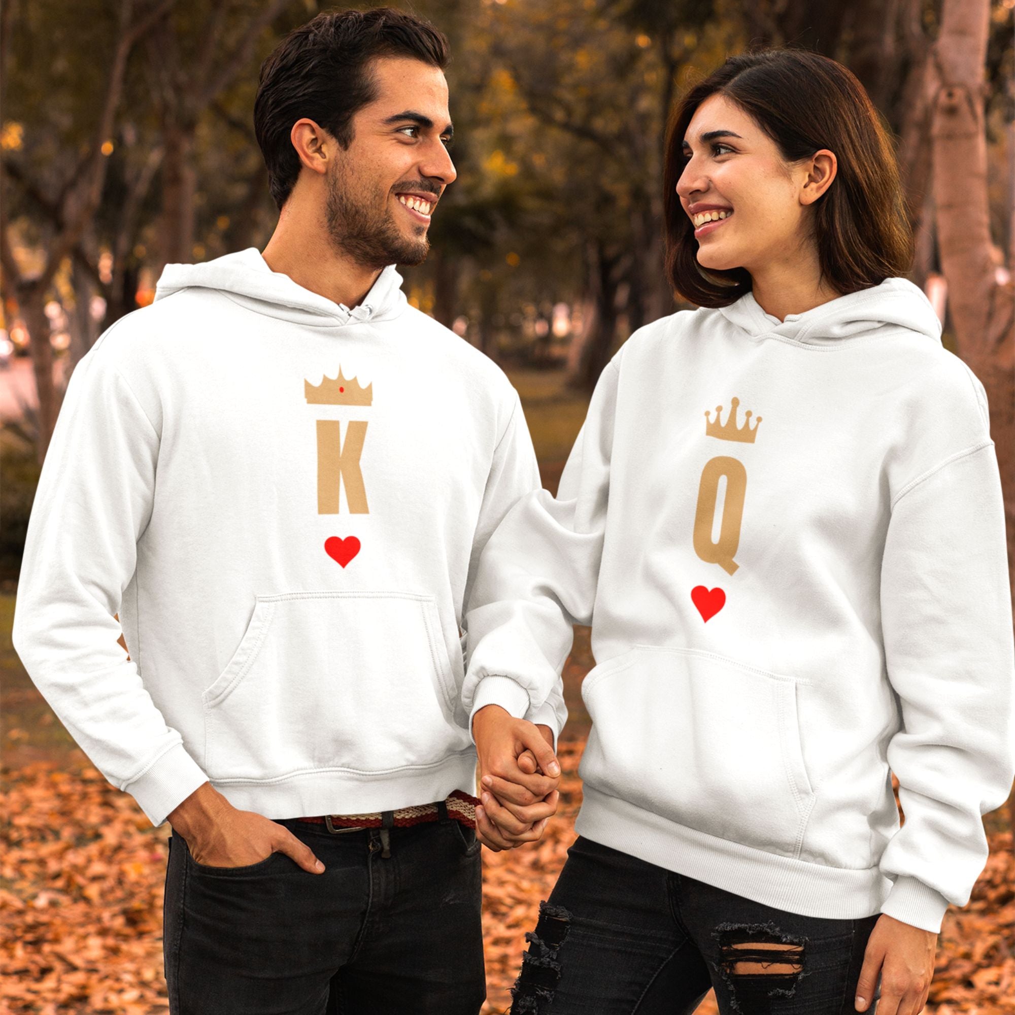 King & Queen Couple Hoodies | White Matching Set | Gogirgit