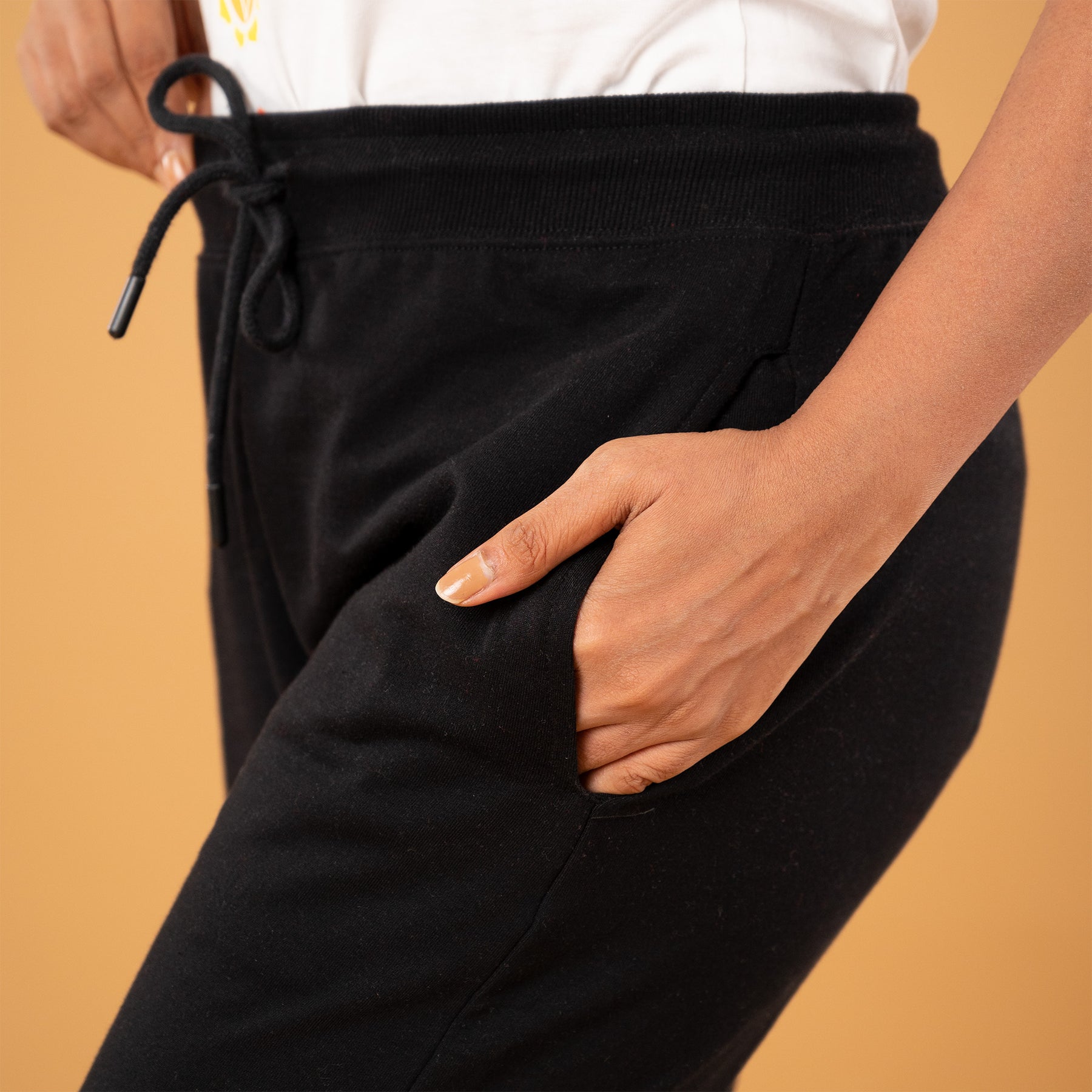 unisex-cotton-joggers-black-closeup-front-gogirgit-com