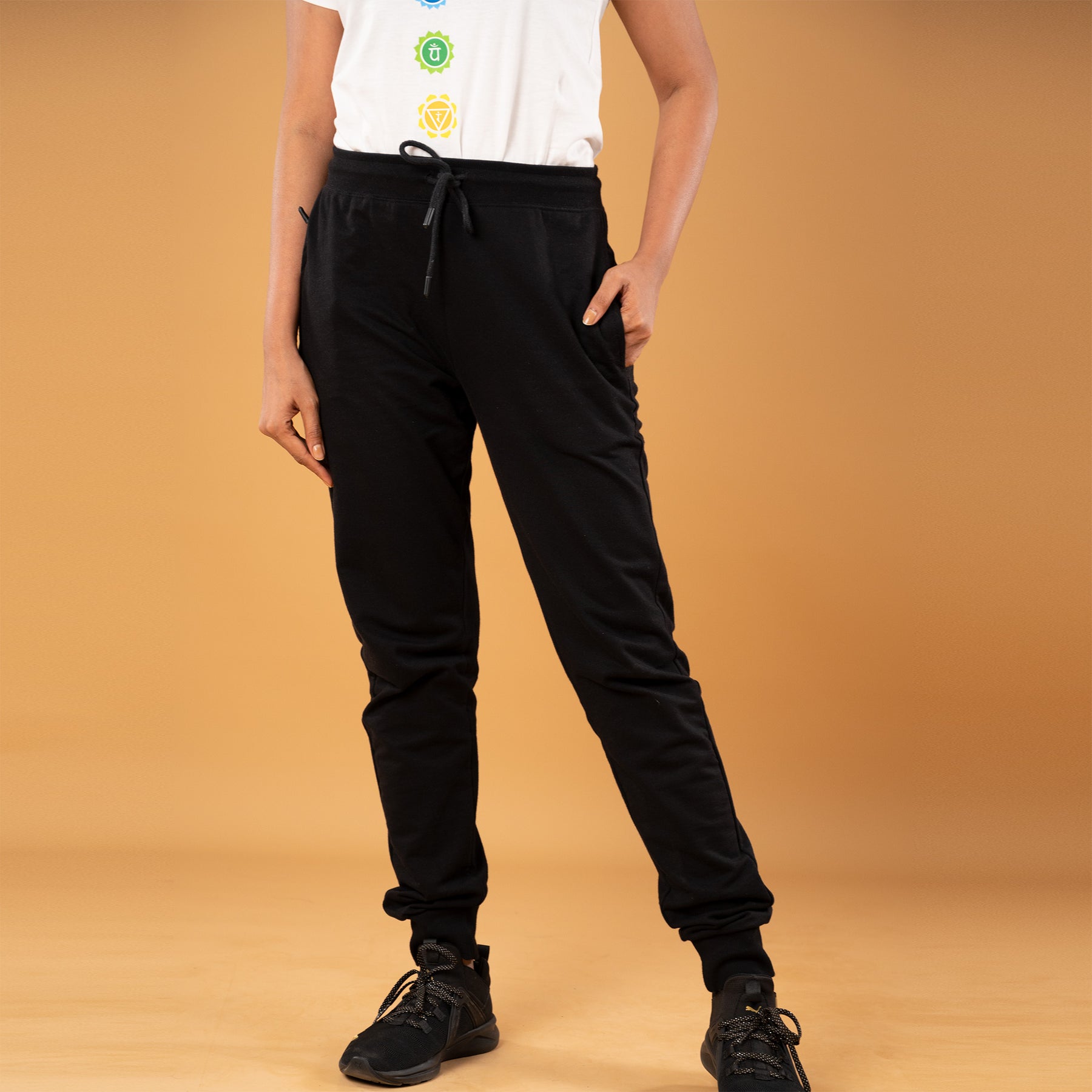 unisex-cotton-joggers-black-front-stand-gogirgit-com