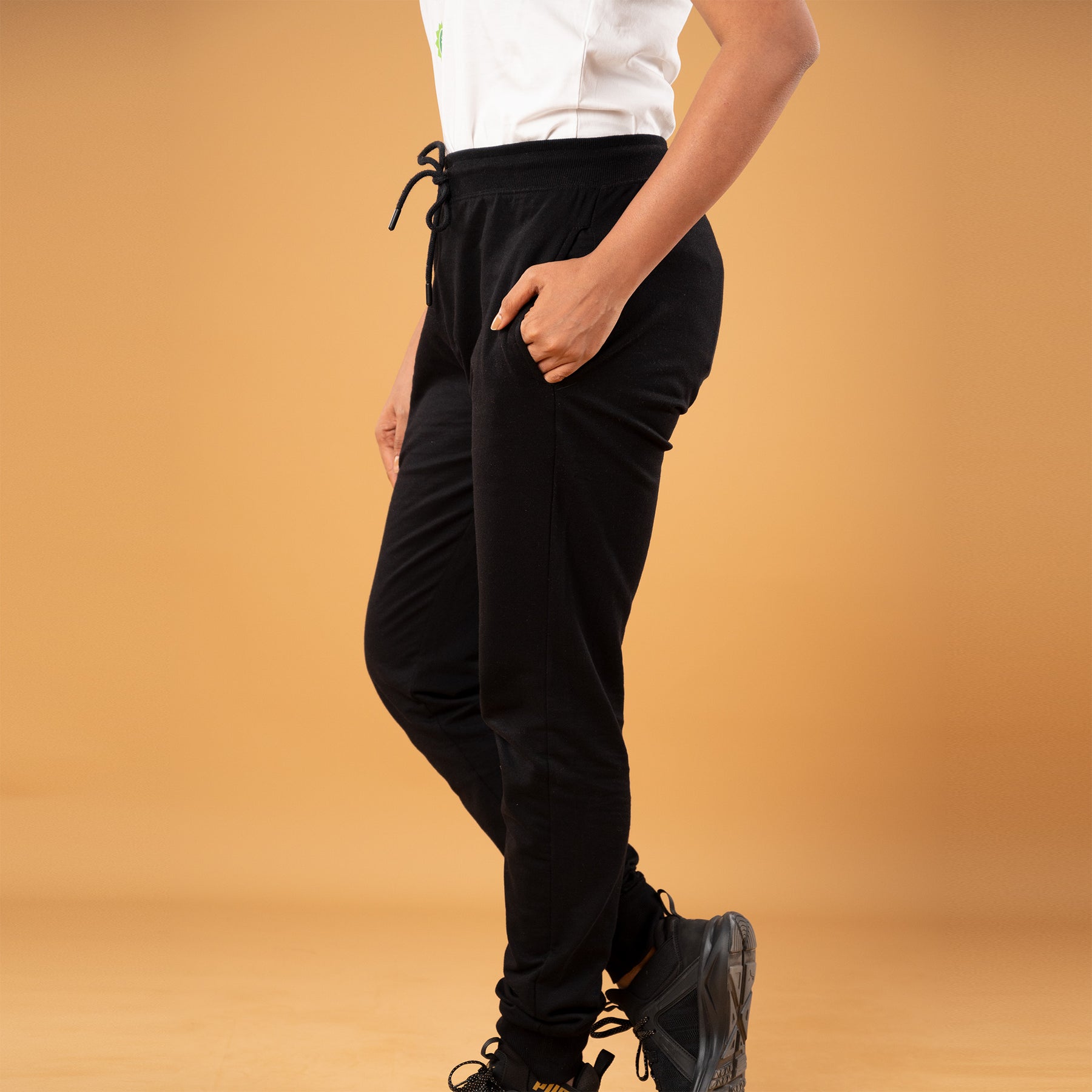 unisex-cotton-joggers-black-front-stand-male-gogirgit-com