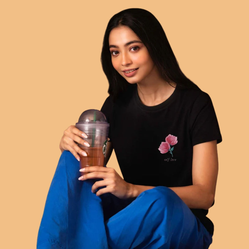 Self Love Women's Floral Maroon T-shirt