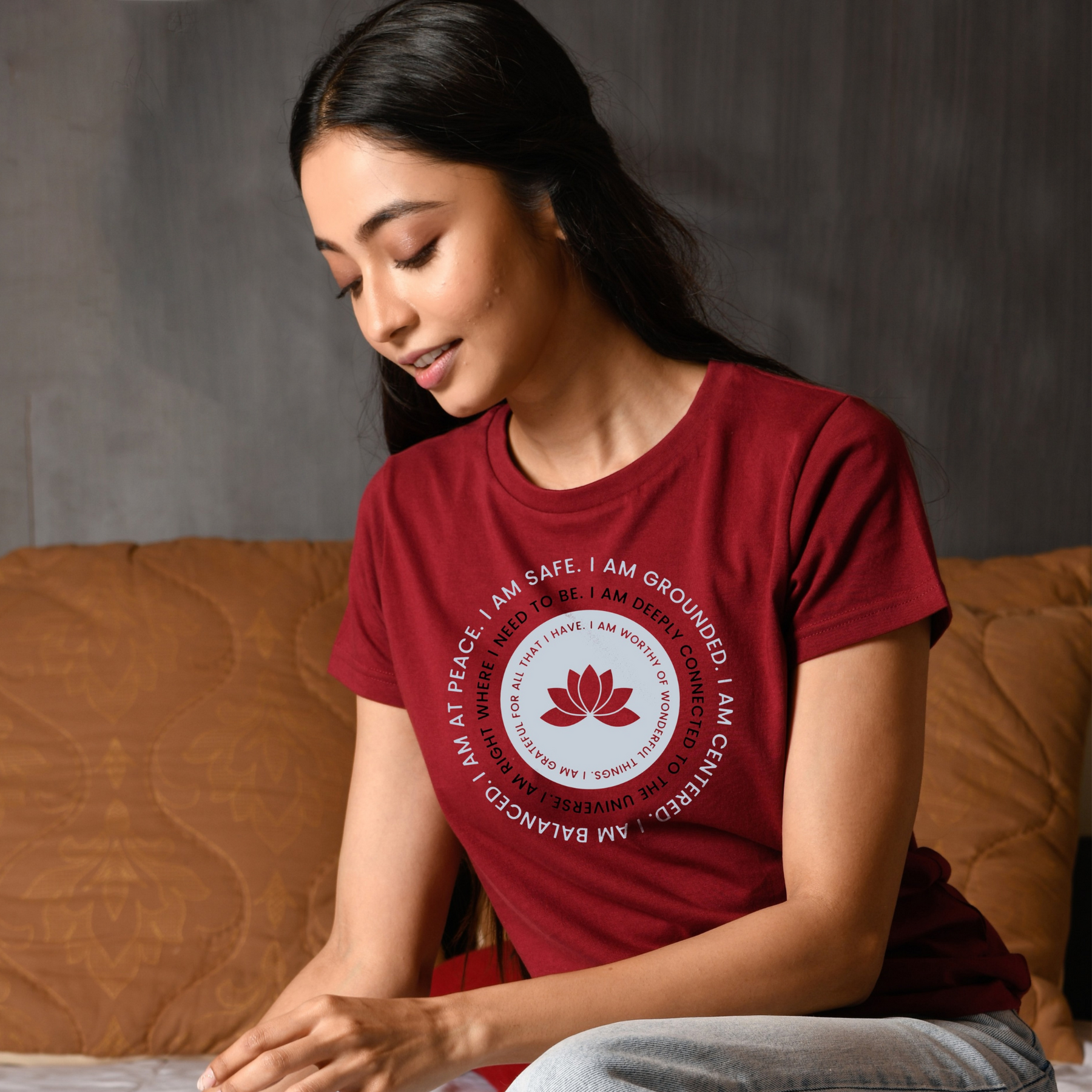 Affrimation-maroon-women-cotton-yoga-printed-tshirt-gogirgit-com_3