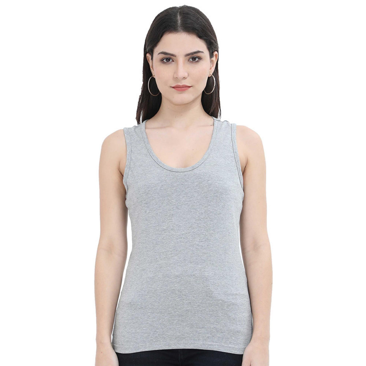 COTTON-TANK-TOP-PLAIN-GREY-MELANGE-GOGIRGIT-COM #COLOR_GREY MELANGE