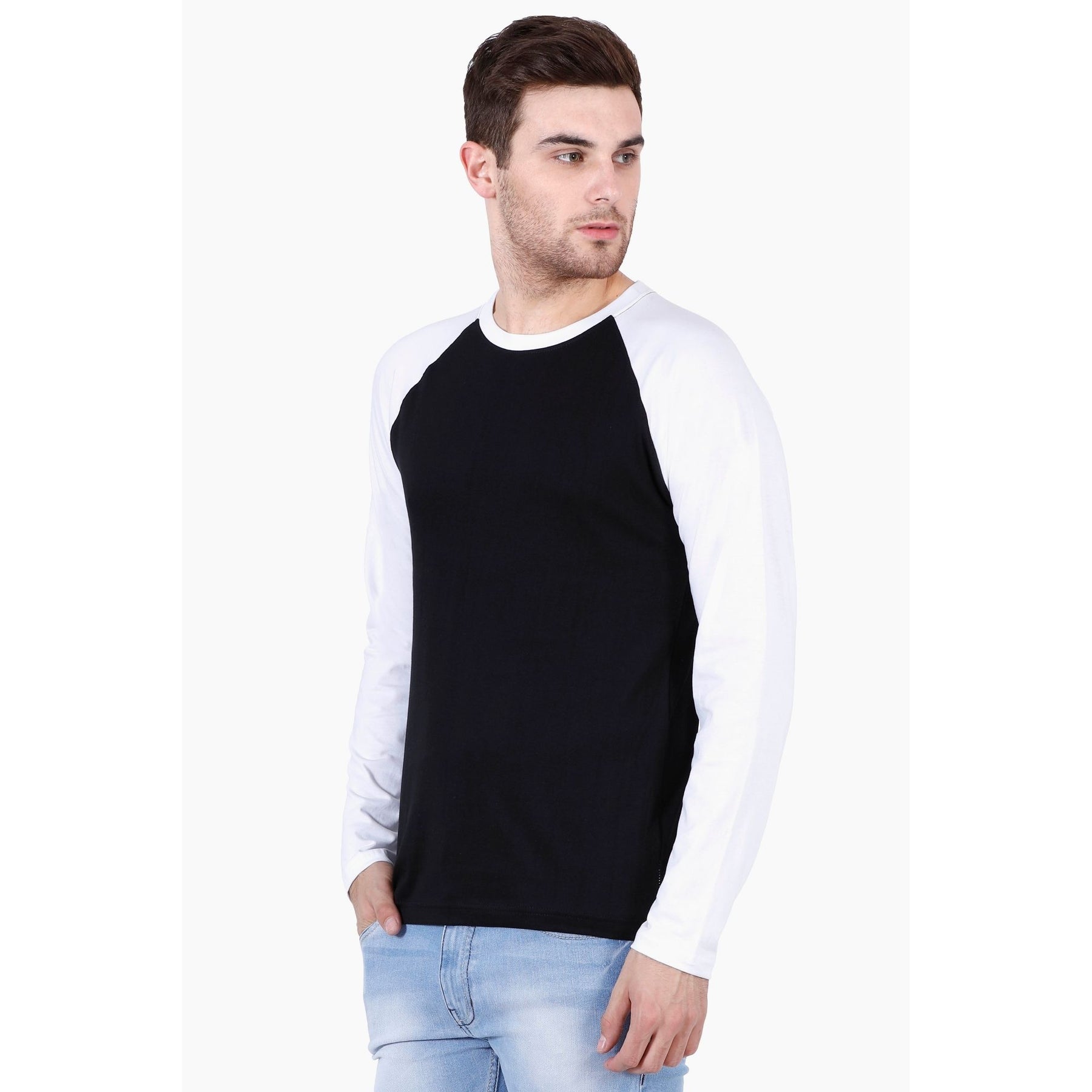 Plain Cotton Men's Raglan Pack Of 2 Combo