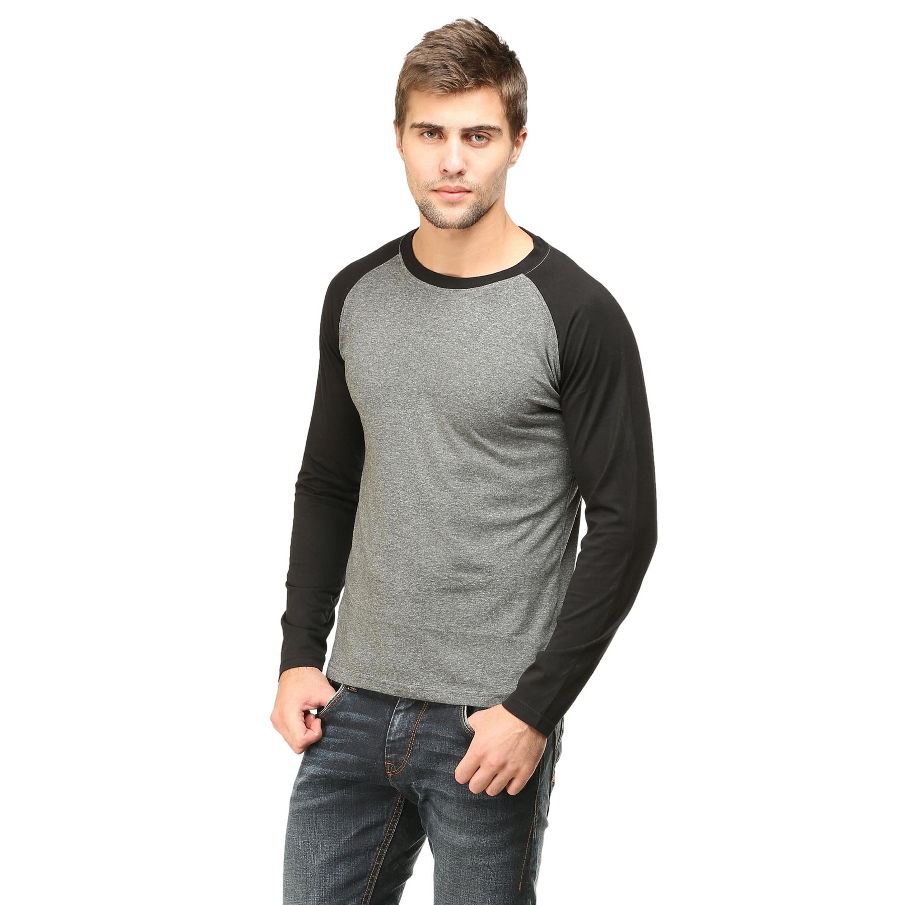 Plain Cotton Men's Raglan Pack Of 2 Combo