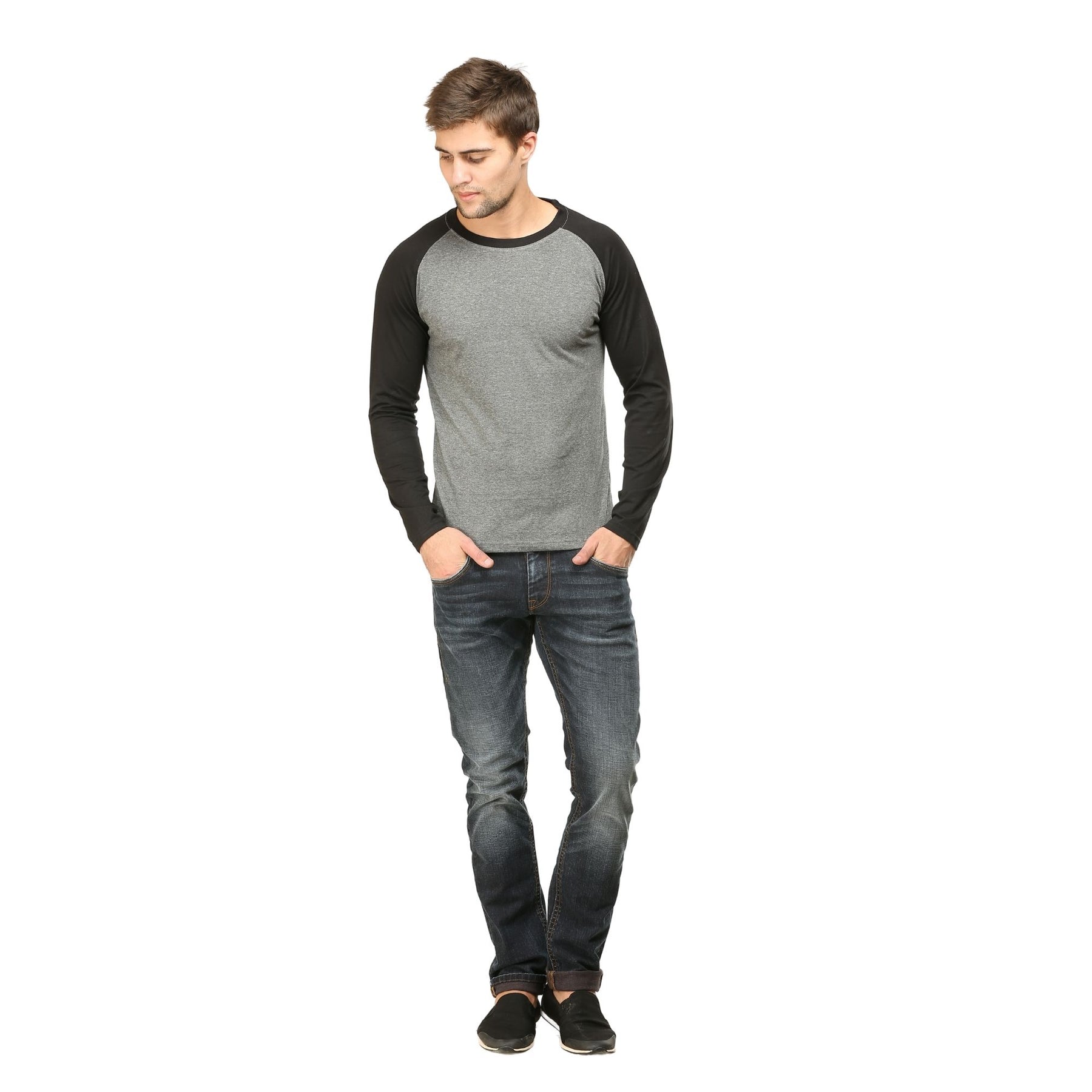 Plain Cotton Men's Raglan Pack Of 2 Combo
