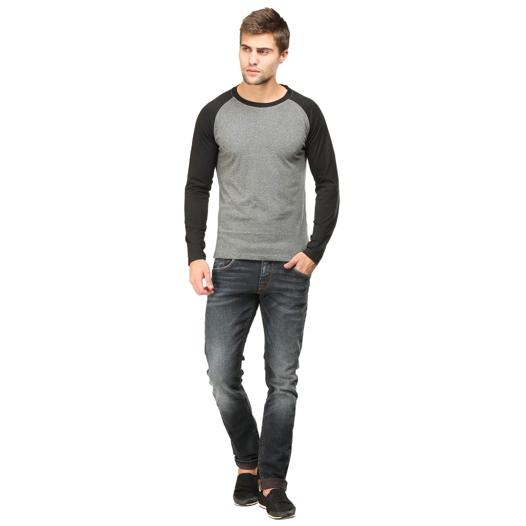 Plain Cotton Men's Raglan Pack Of 2 Combo