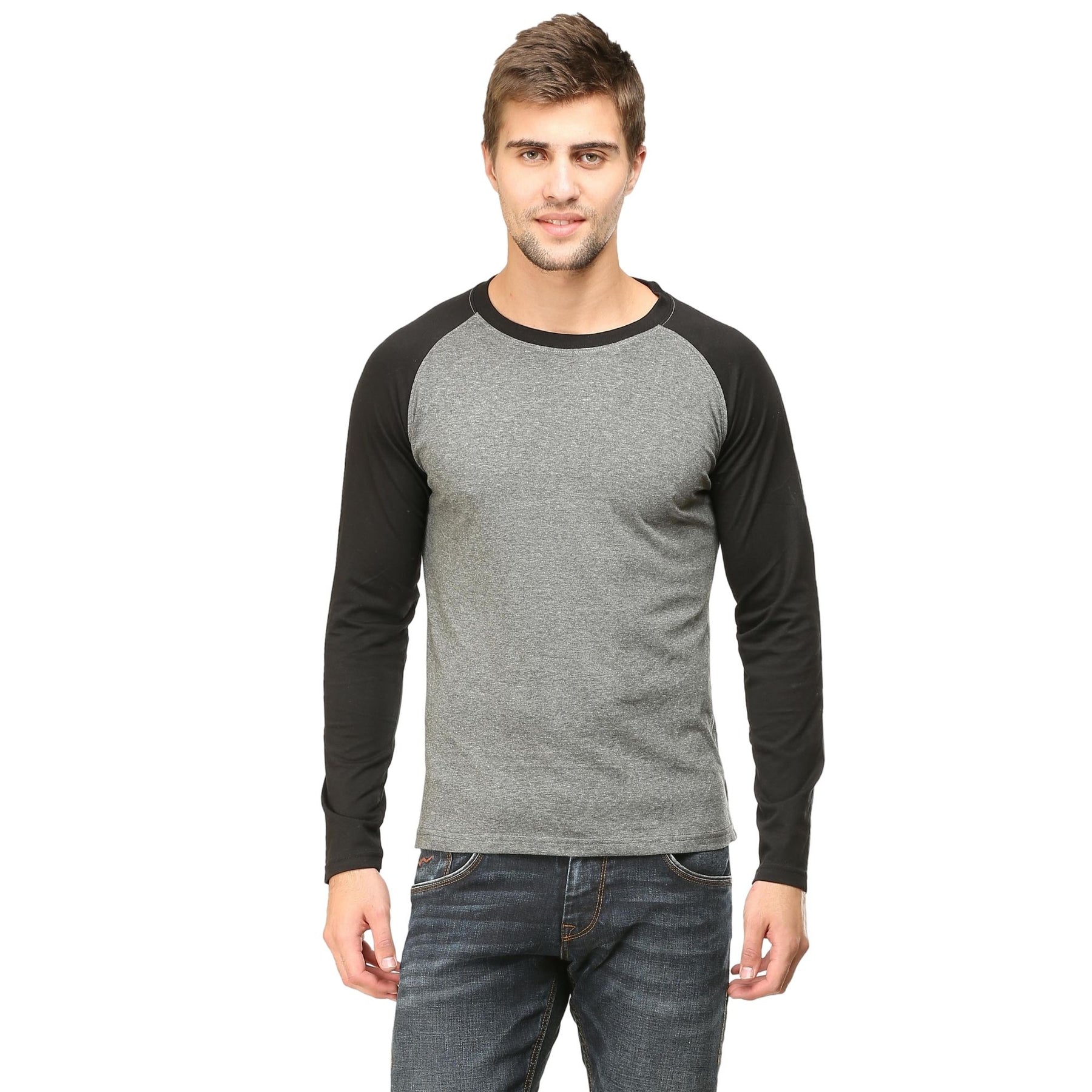 Plain Cotton Men's Raglan Pack Of 2 Combo