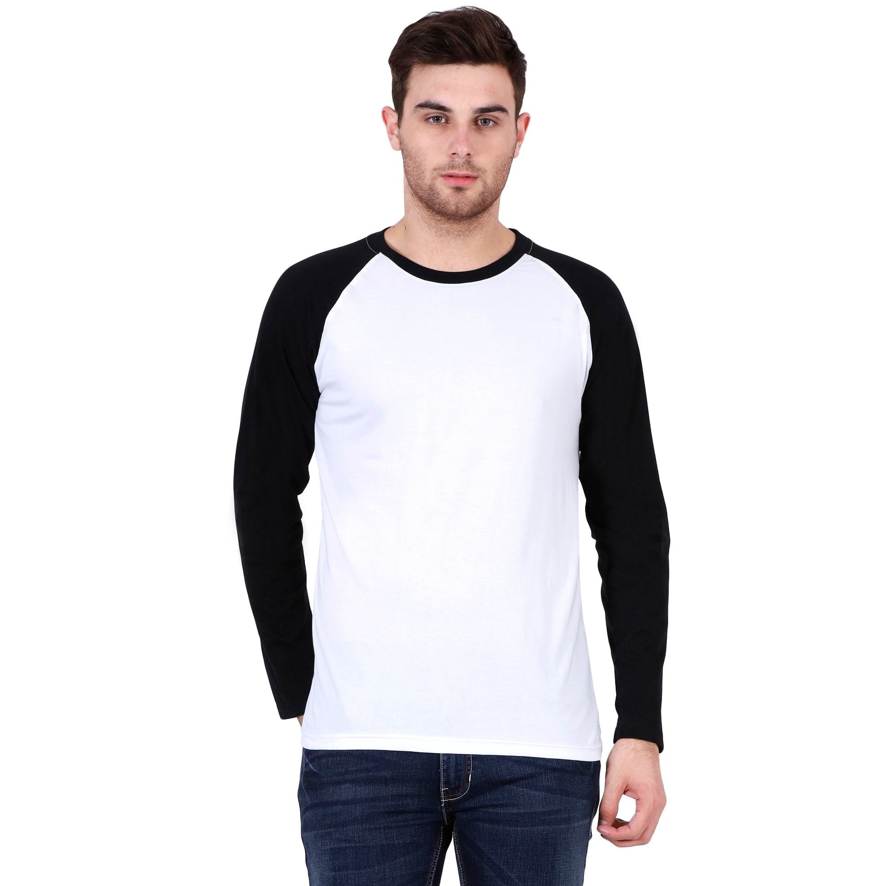 Plain Cotton Men's Raglan Pack Of 2 Combo