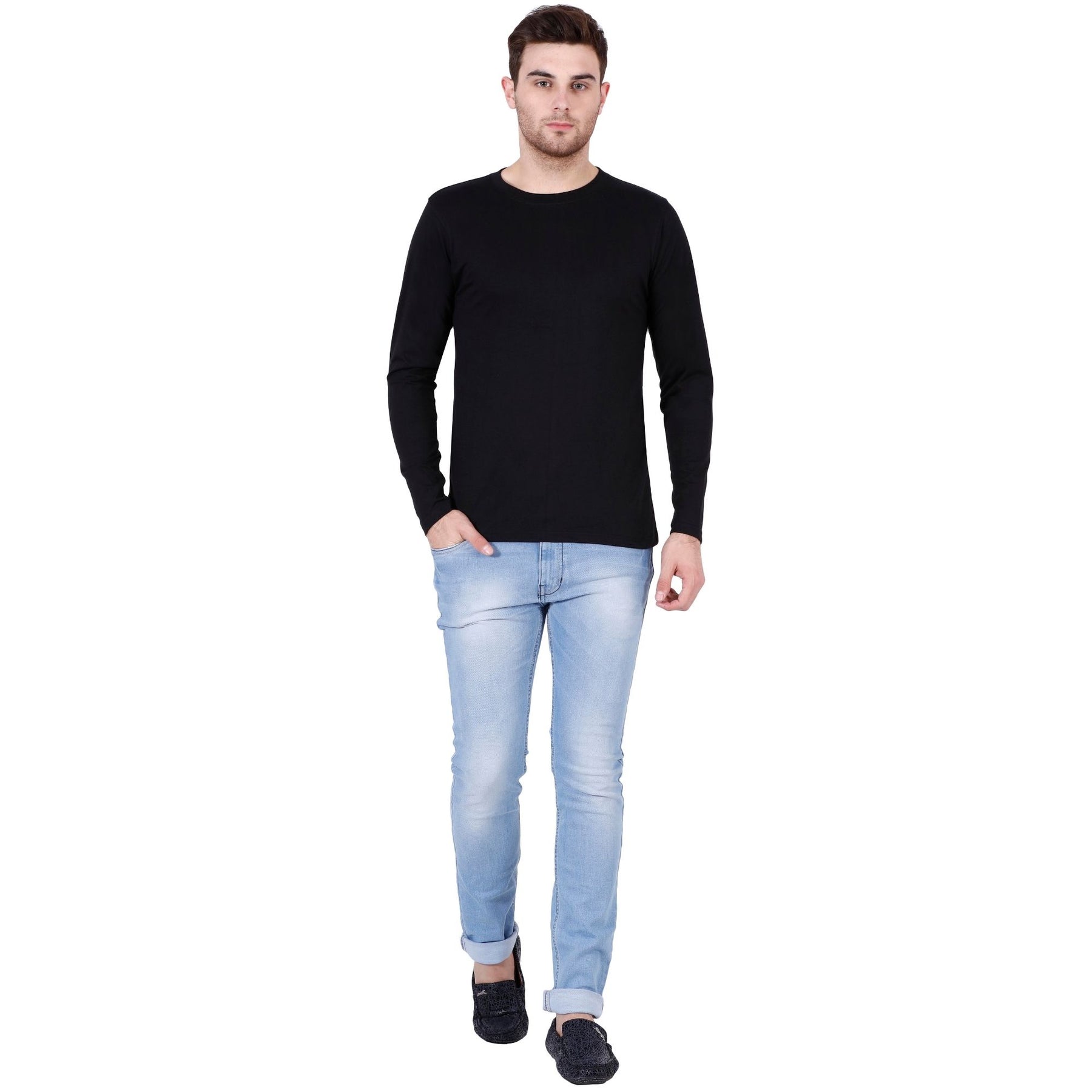 Plain Cotton Men's Full Sleeves t-shirts Pack Of 2 Combo