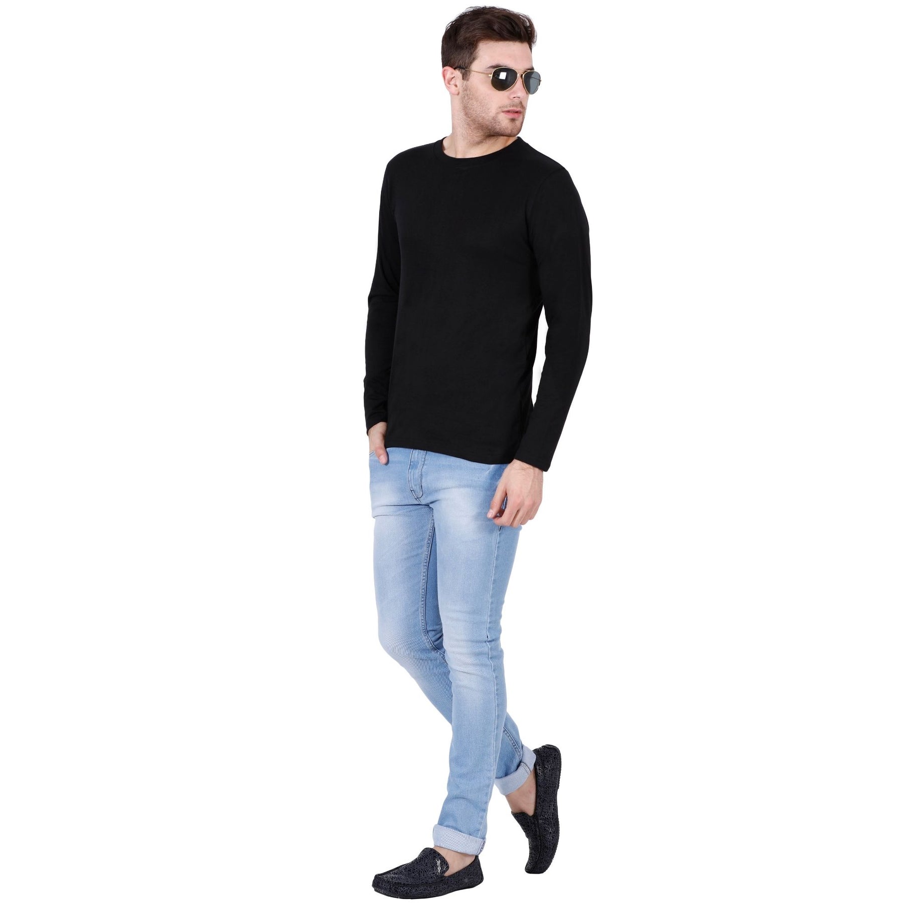 Plain Cotton Men's Full Sleeves t-shirts Pack Of 2 Combo