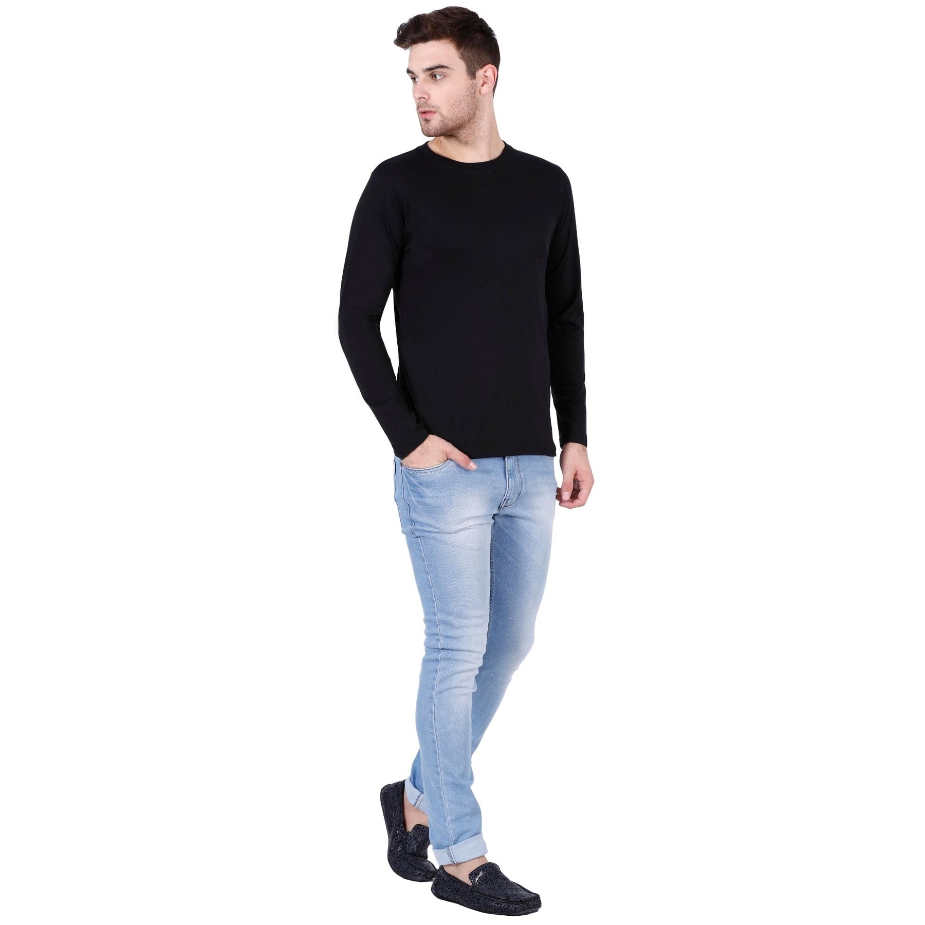Plain Cotton Men's Full Sleeves t-shirts Pack Of 2 Combo