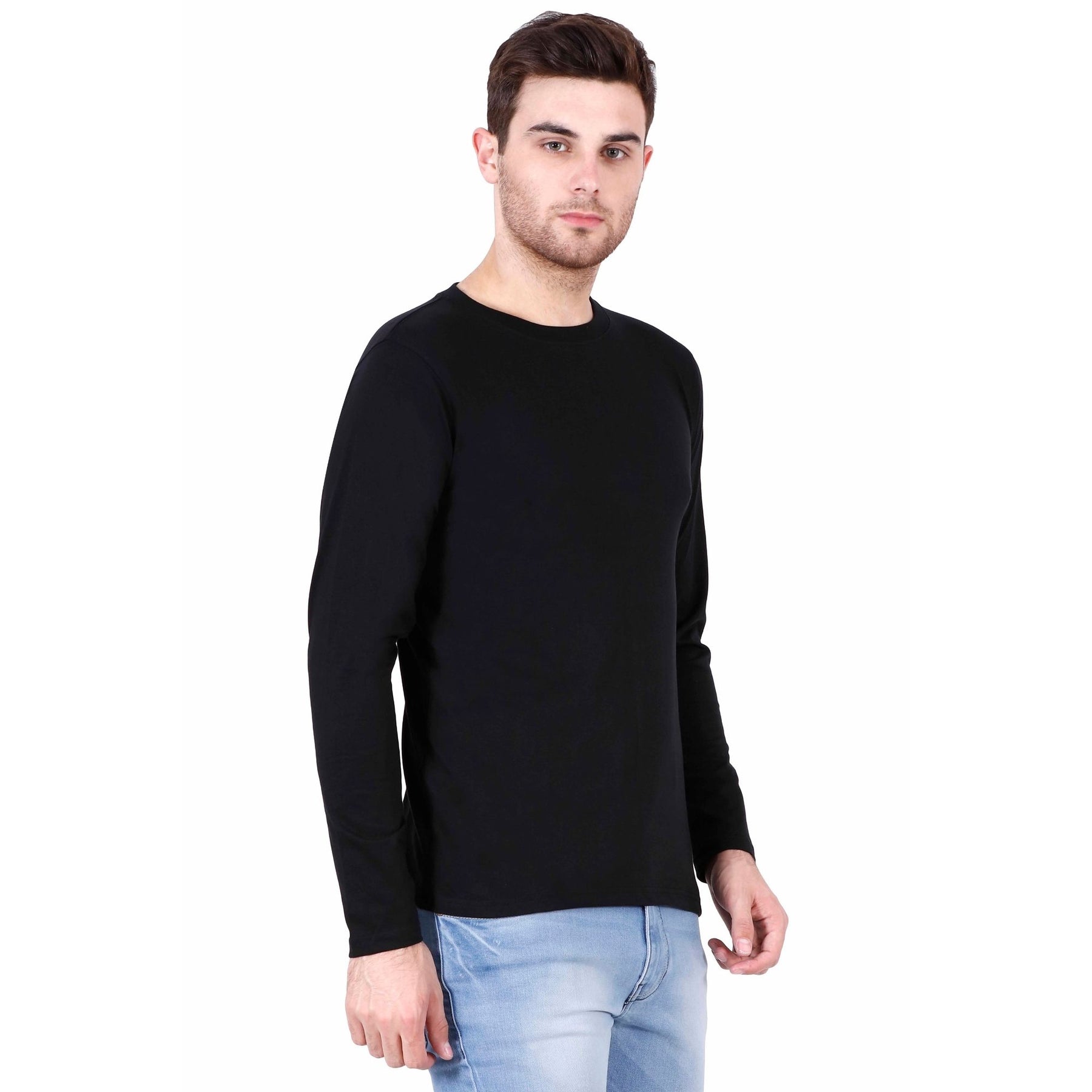 Plain Cotton Men's Full Sleeves t-shirts Pack Of 2 Combo