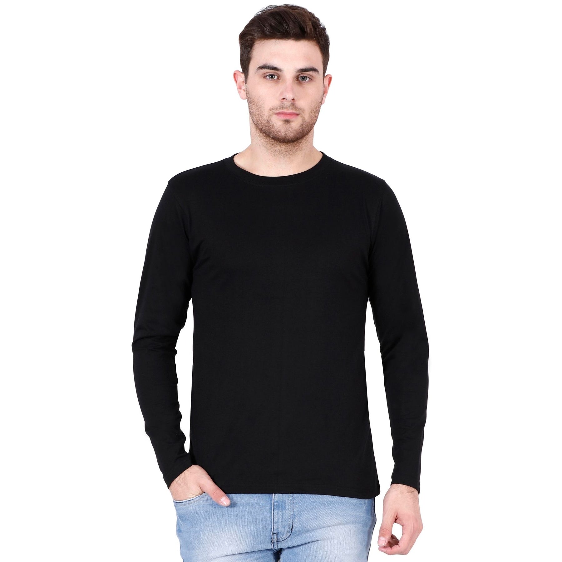 Plain Cotton Men's Full Sleeves t-shirts Pack Of 2 Combo