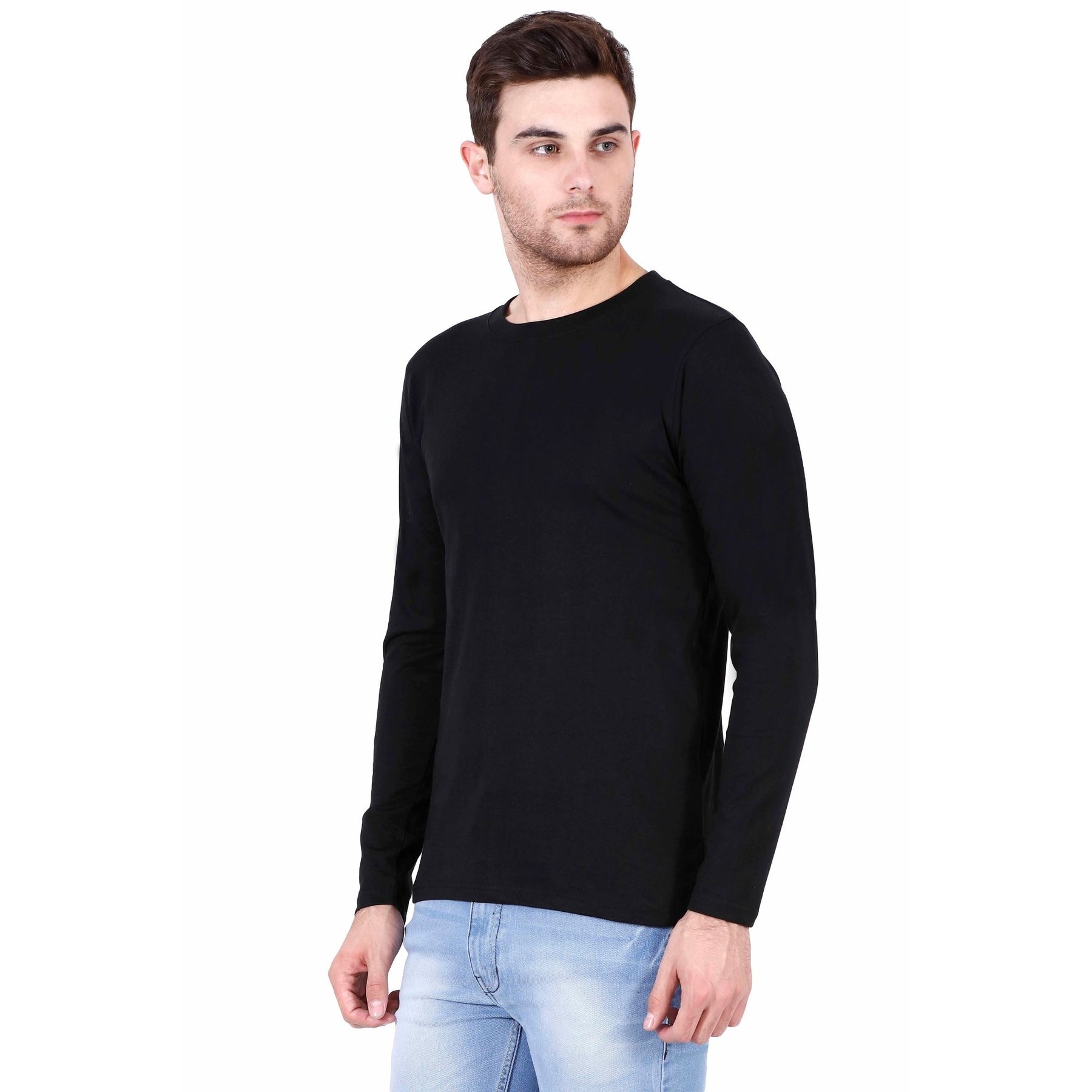 Plain Cotton Men's Full Sleeves t-shirts Pack Of 2 Combo