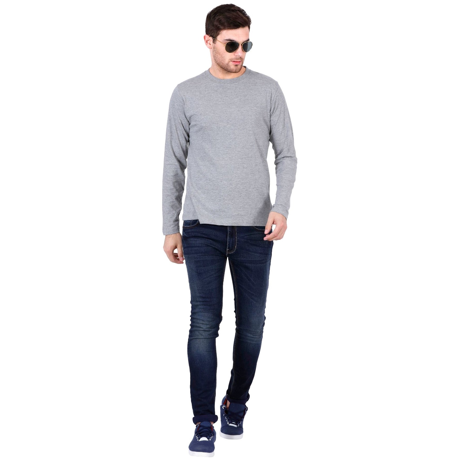 Plain Cotton Men's Full Sleeves t-shirts Pack Of 2 Combo