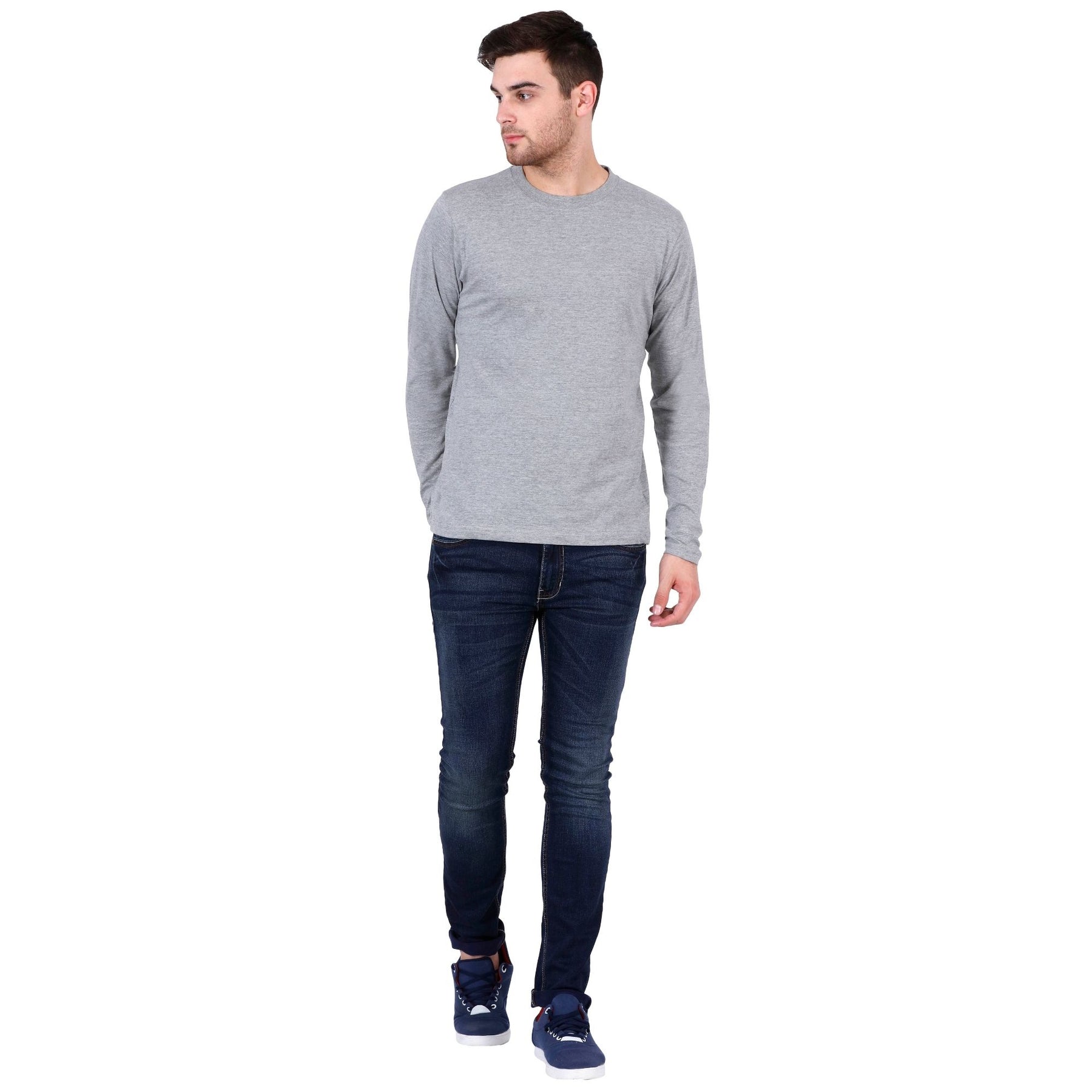 Plain Cotton Men's Full Sleeves t-shirts Pack Of 2 Combo