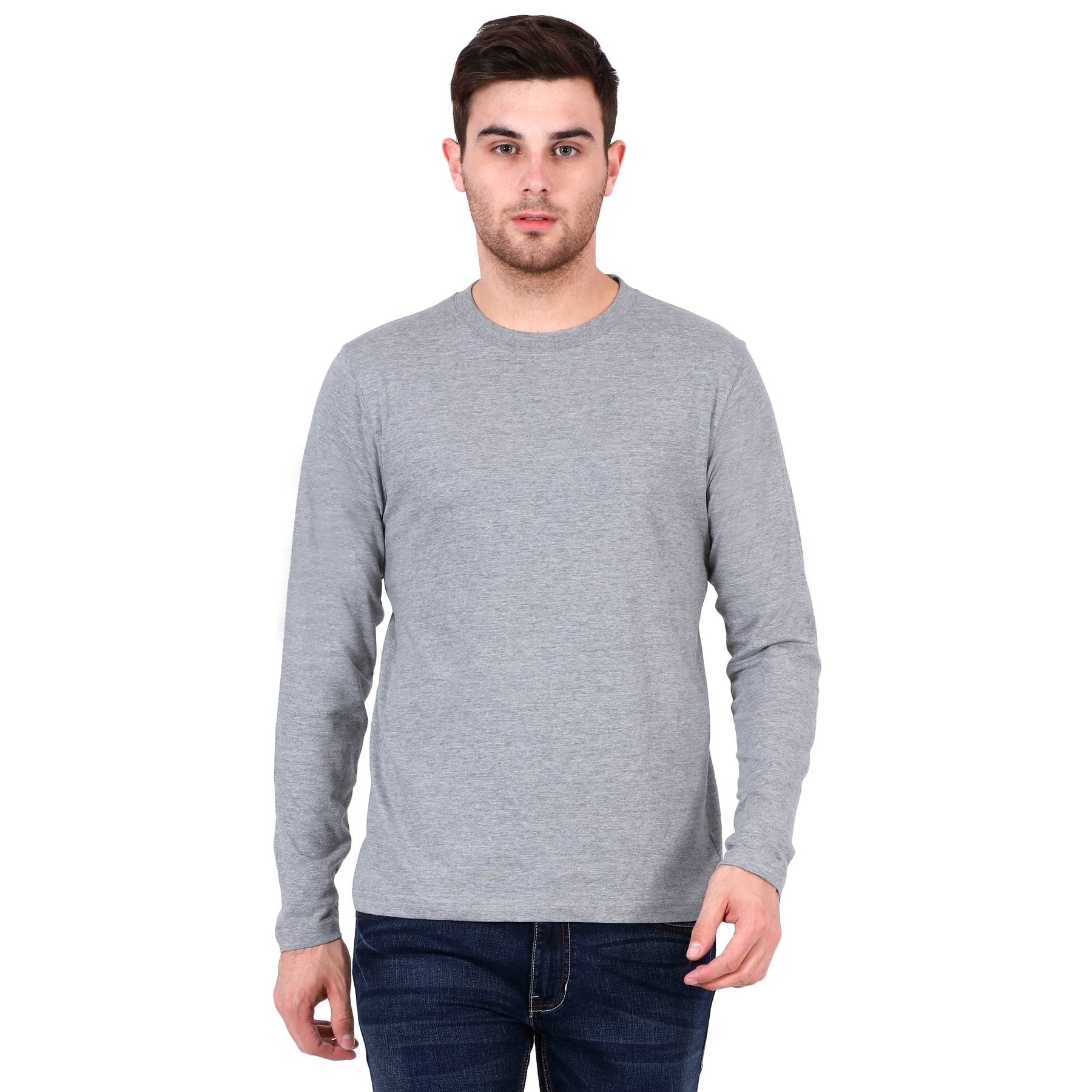 Plain Cotton Men's Full Sleeves t-shirts Pack Of 2 Combo