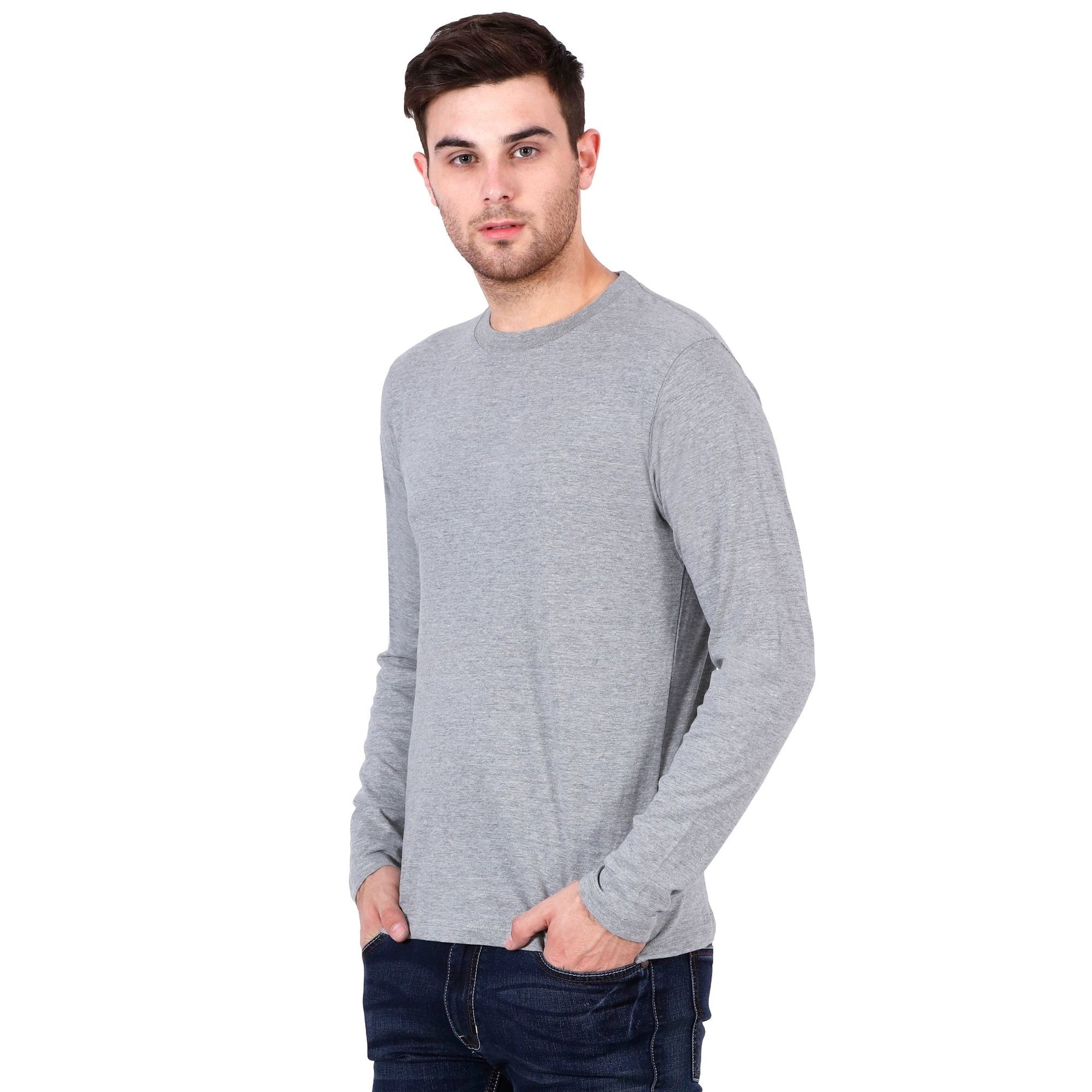 Plain Cotton Men's Full Sleeves t-shirts Pack Of 2 Combo