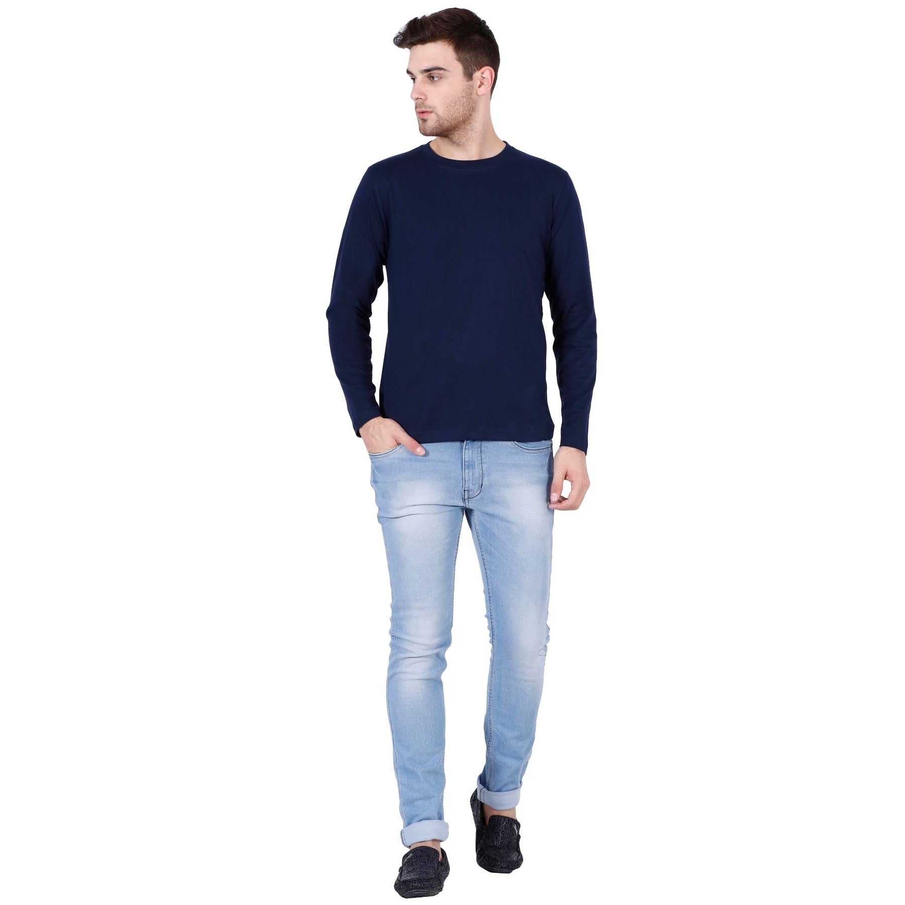 Plain Cotton Men's Full Sleeves t-shirts Pack Of 2 Combo