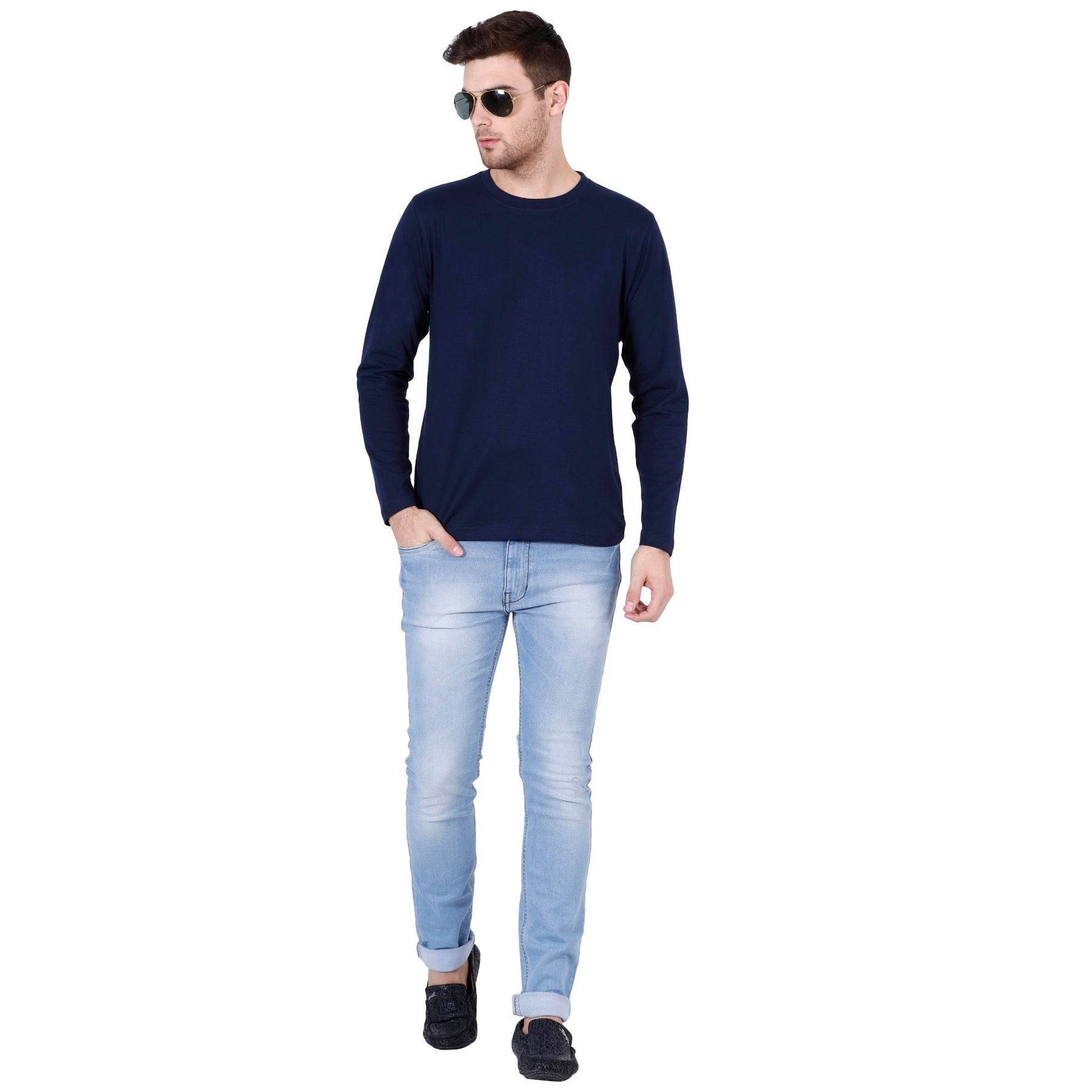 Plain Cotton Men's Full Sleeves t-shirts Pack Of 2 Combo