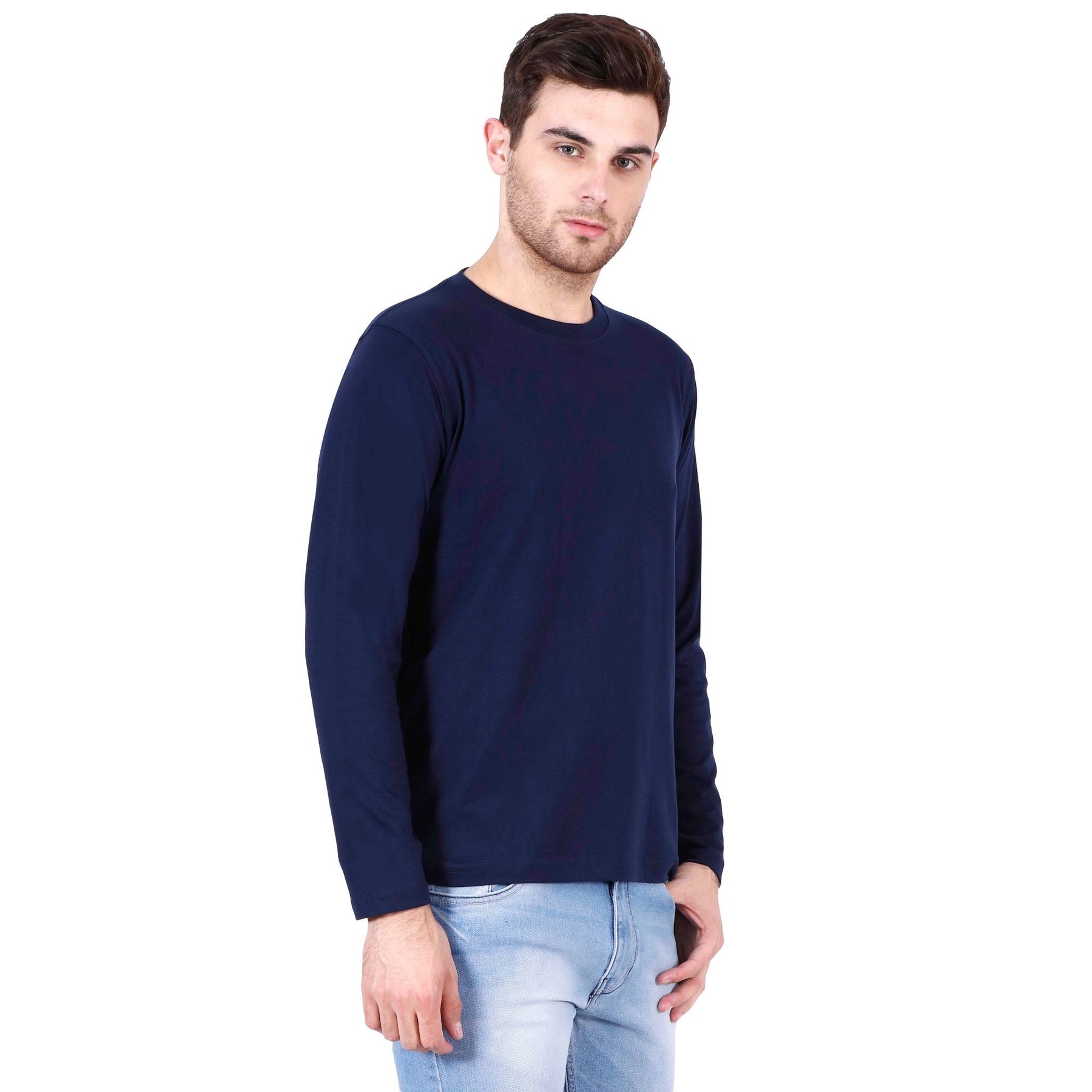 Plain Cotton Men's Full Sleeves t-shirts Pack Of 2 Combo