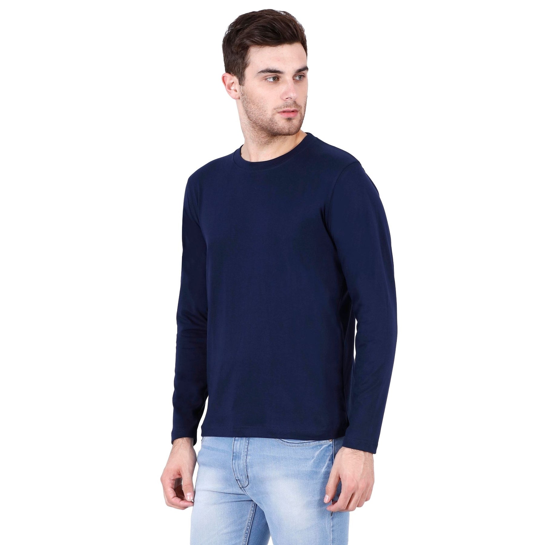 Plain Cotton Men's Full Sleeves t-shirts Pack Of 2 Combo