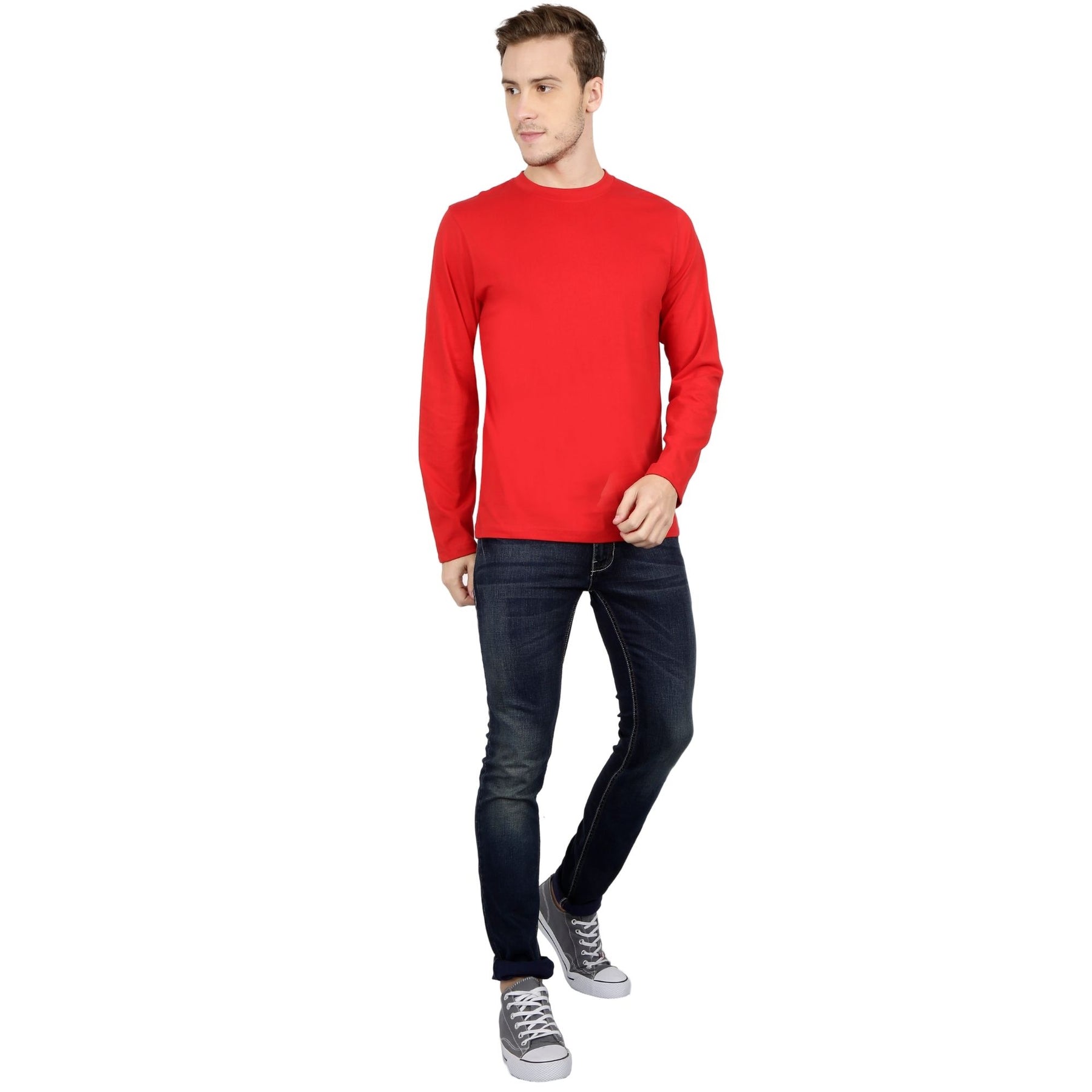 Plain Cotton Men's Full Sleeves t-shirts Pack Of 2 Combo