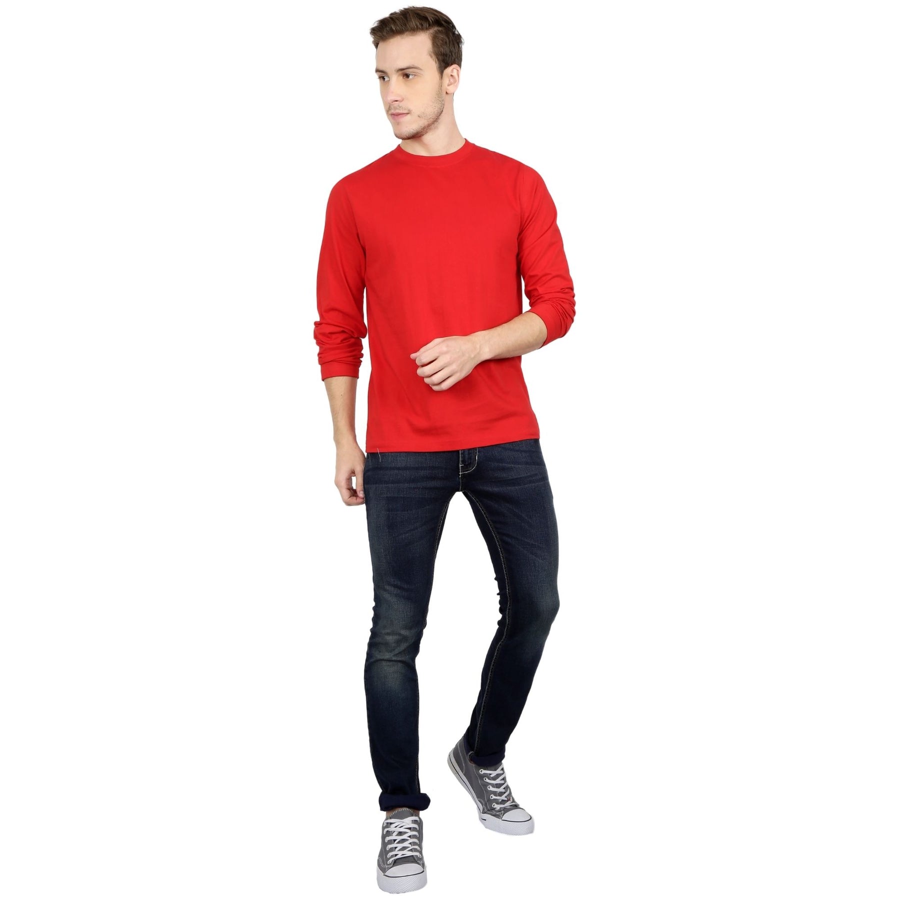 Plain Cotton Men's Full Sleeves t-shirts Pack Of 2 Combo