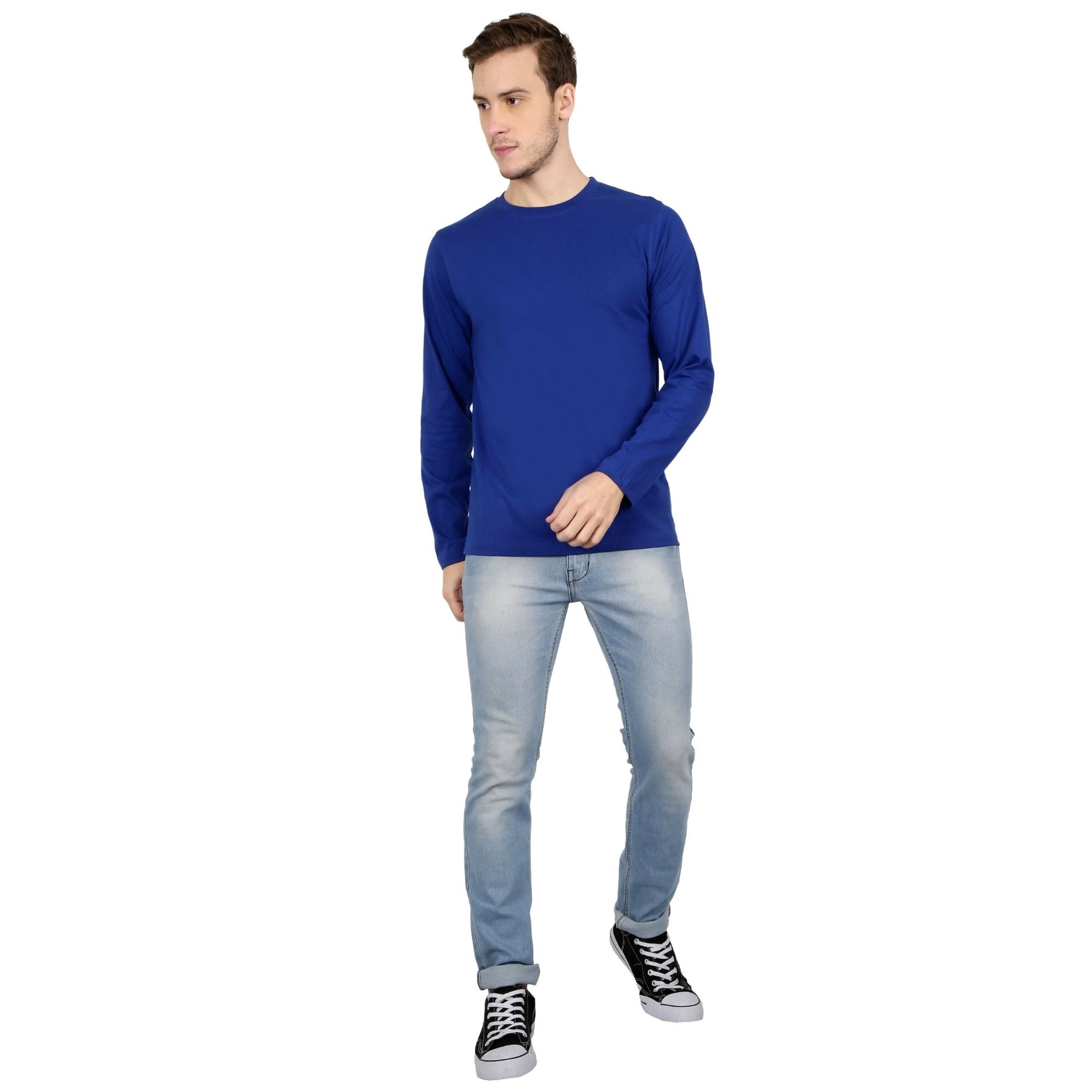 Plain Cotton Men's Full Sleeves t-shirts Pack Of 2 Combo