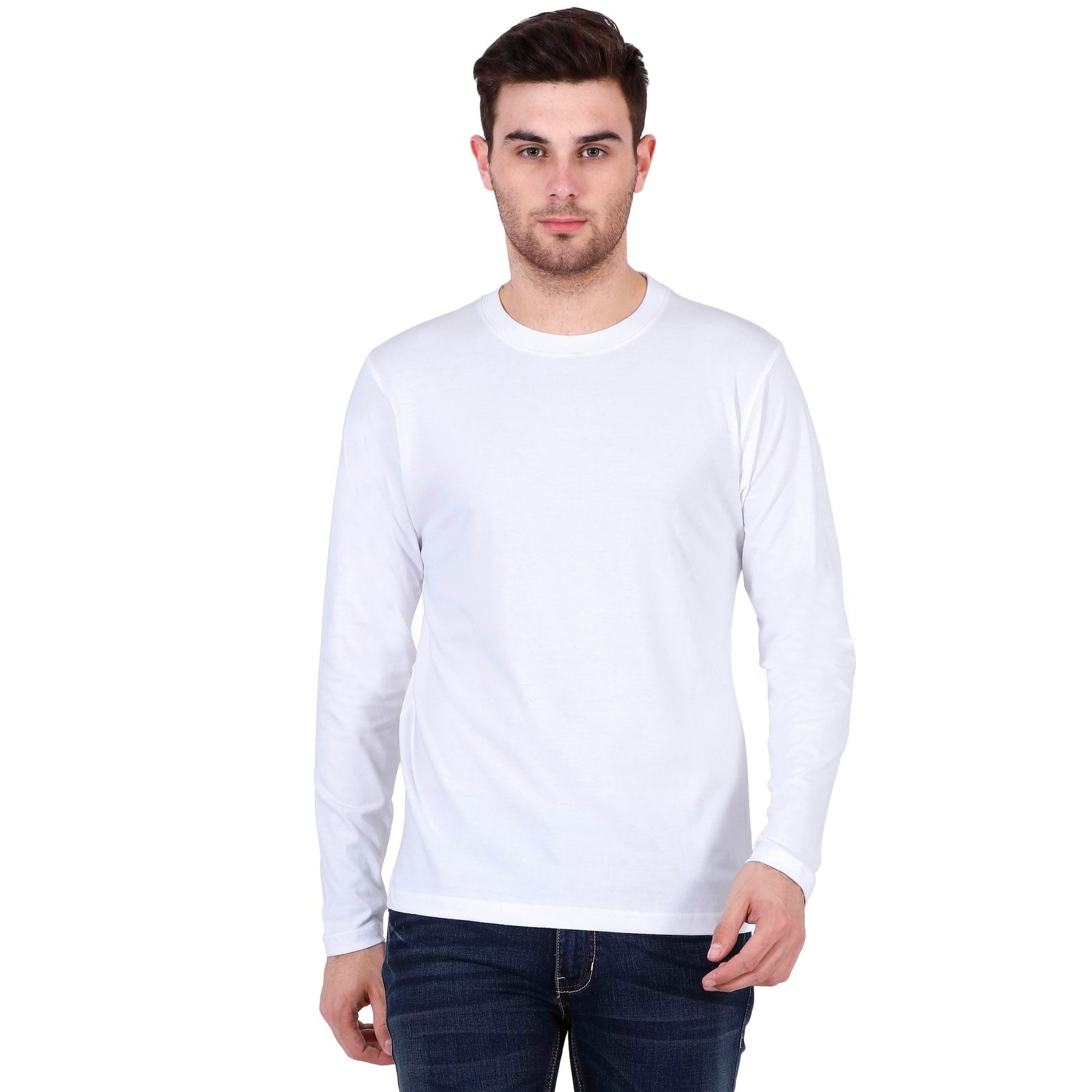 Plain Cotton Men's Full Sleeves t-shirts Pack Of 2 Combo
