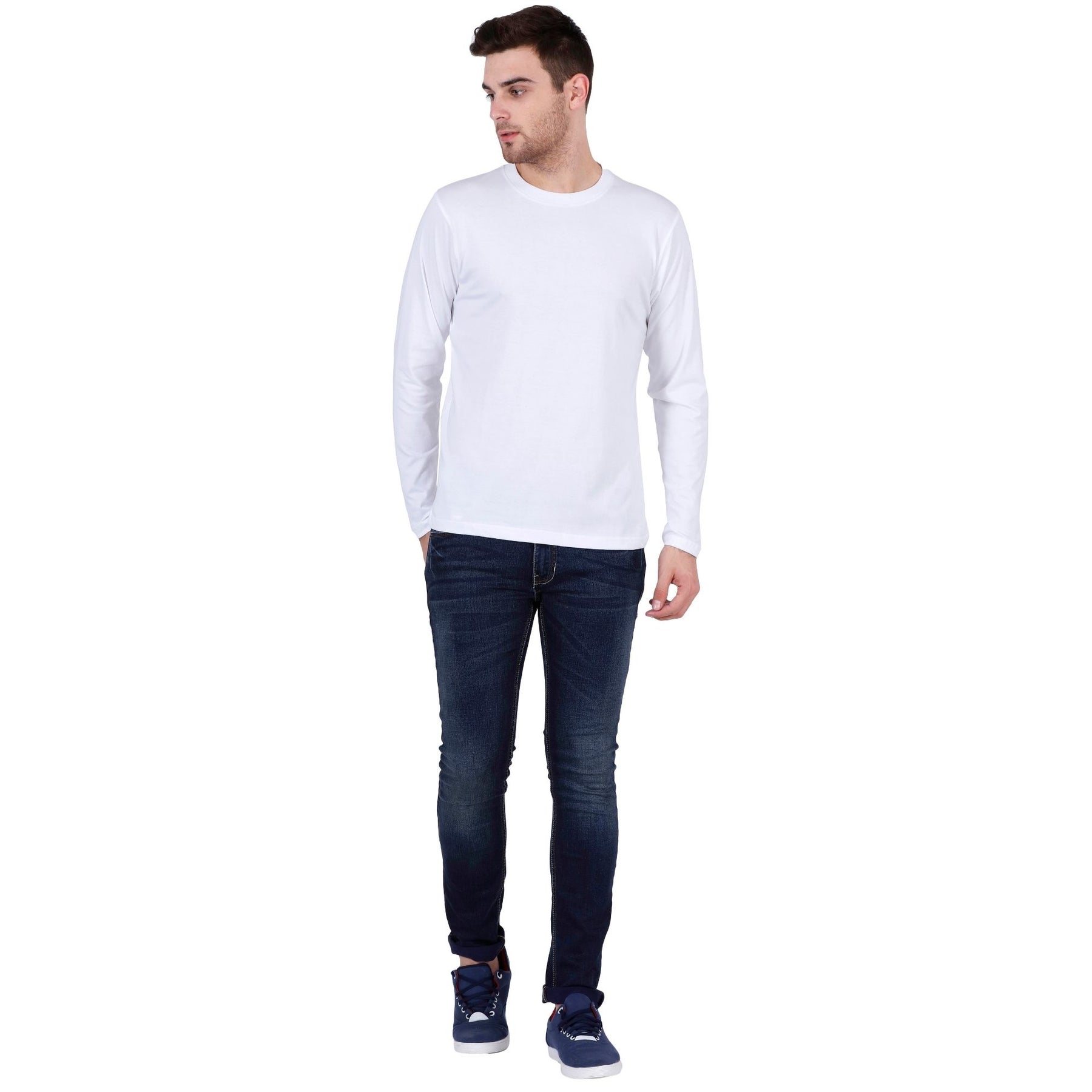 Plain Cotton Men's Full Sleeves t-shirts Pack Of 2 Combo