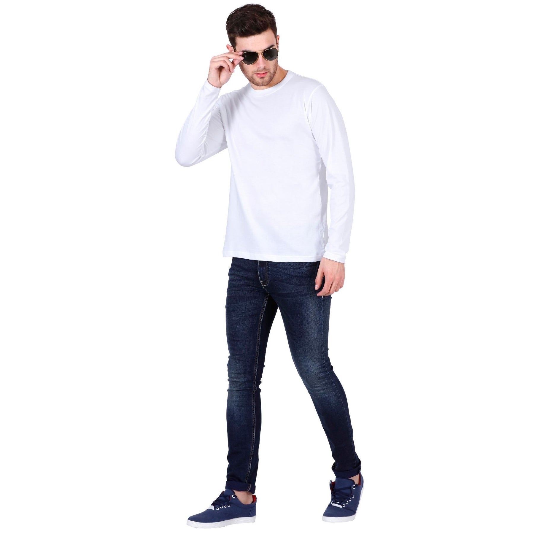 Plain Cotton Men's Full Sleeves t-shirts Pack Of 2 Combo