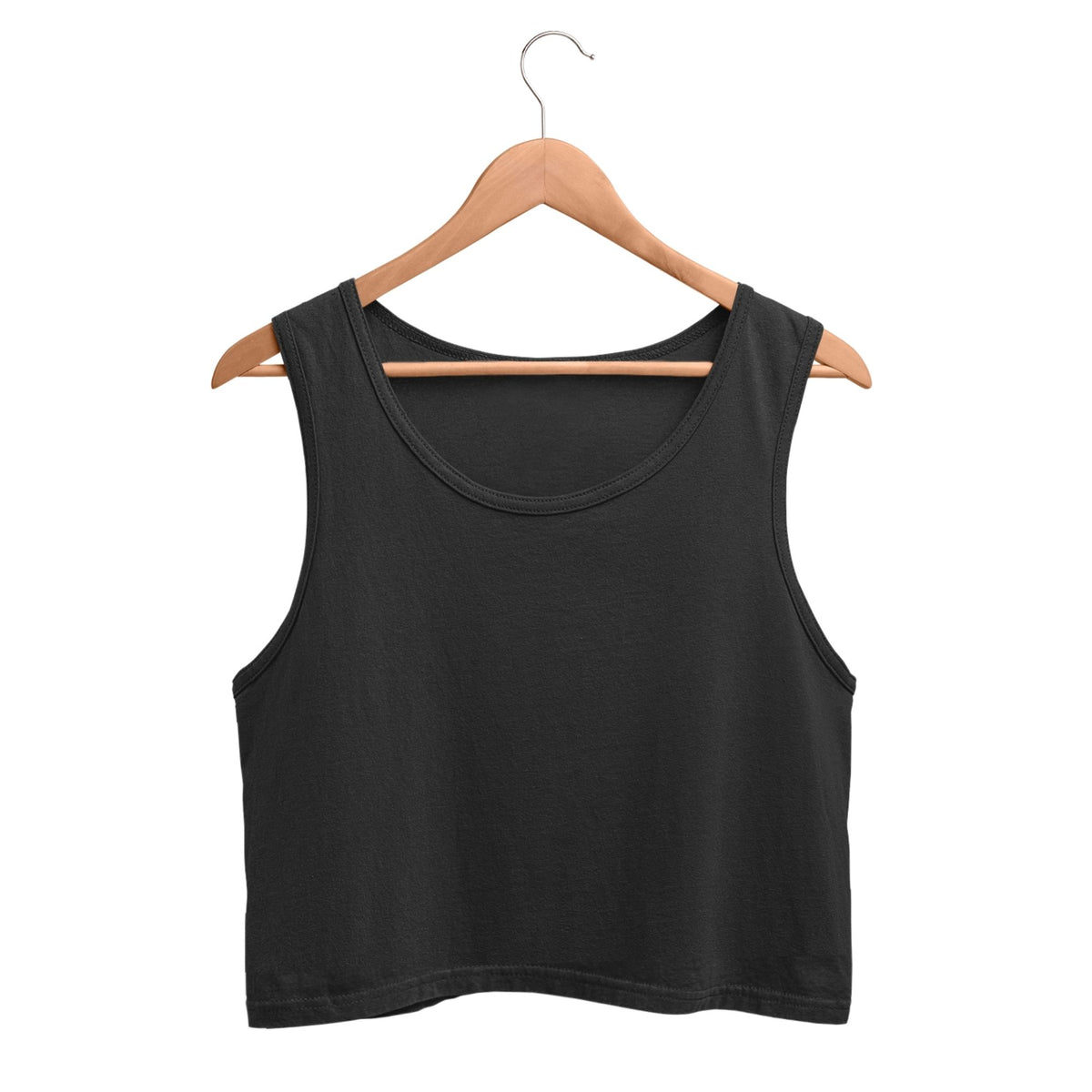 Plain-cotton-women-s-roundneck-black-crop-tank-gogirgit #Color_black