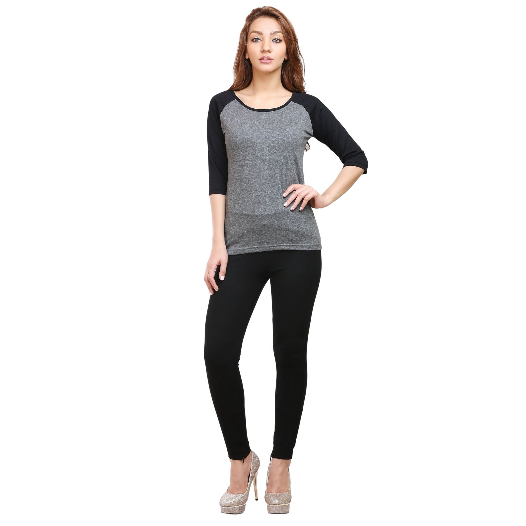 Plain Cotton Women's Raglan Pack Of 2 Combo