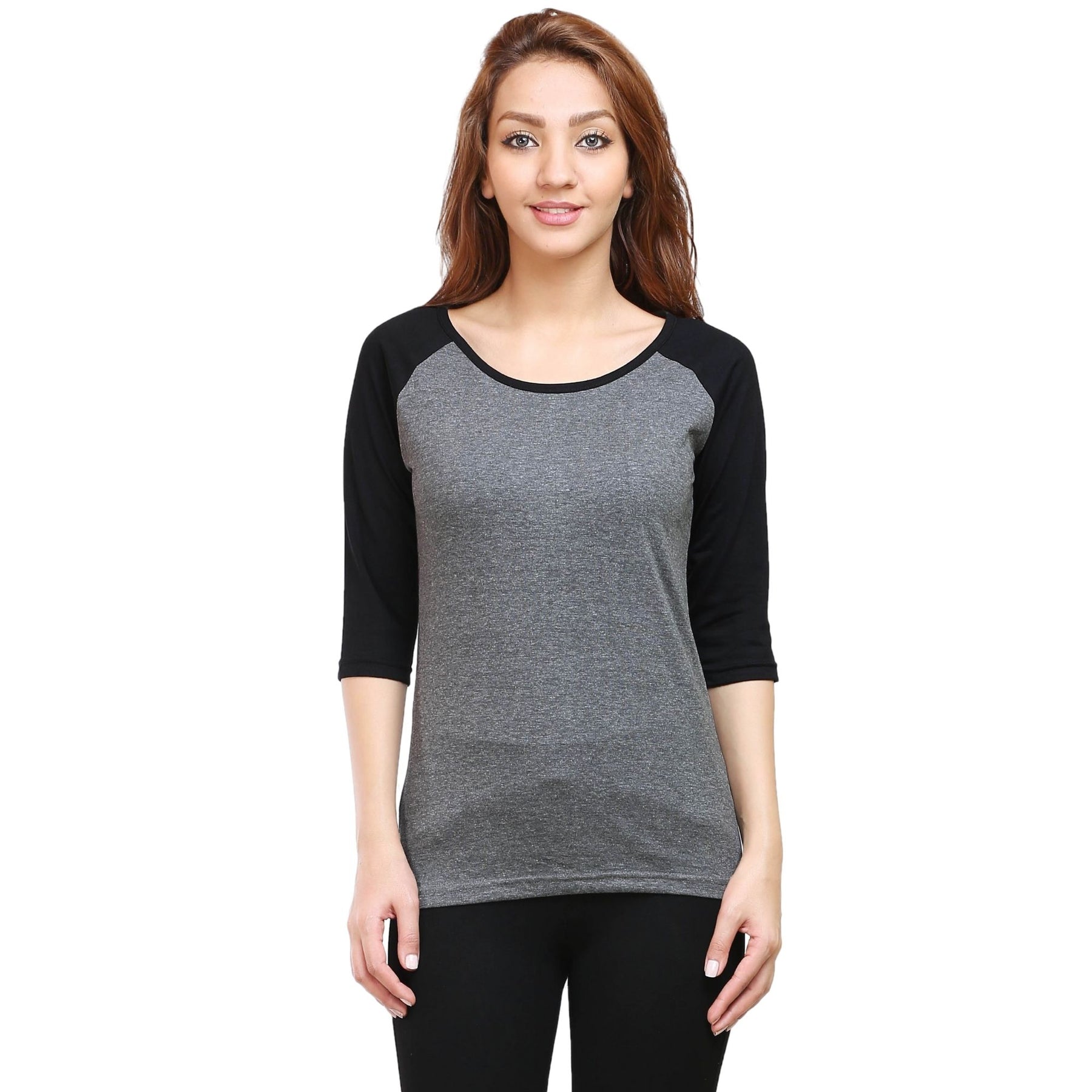 Plain Cotton Women's Raglan Pack Of 2 Combo