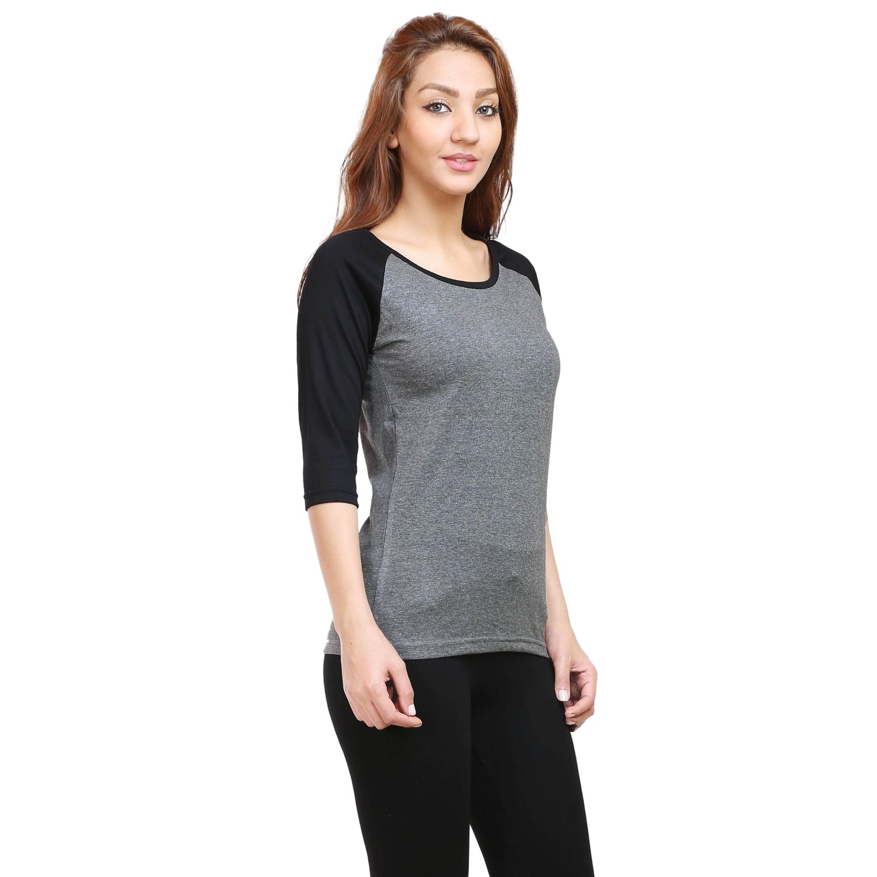 Plain Cotton Women's Raglan Pack Of 2 Combo