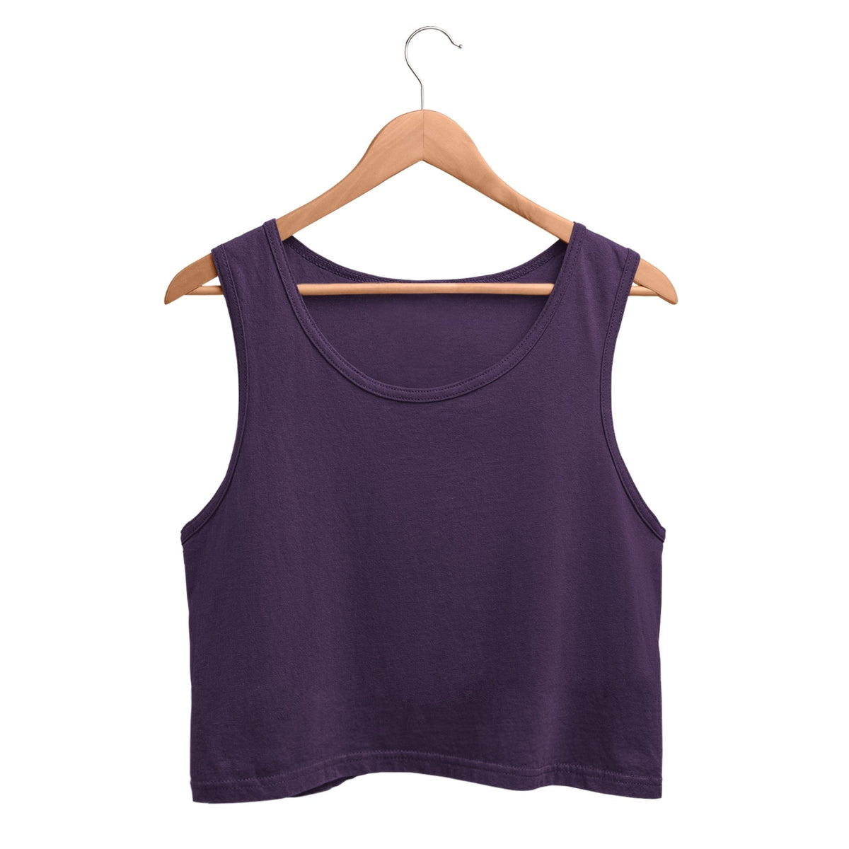 Plain-cotton-women-s-roundneck-purple-crop-tank-gogirgit #Color_Purple