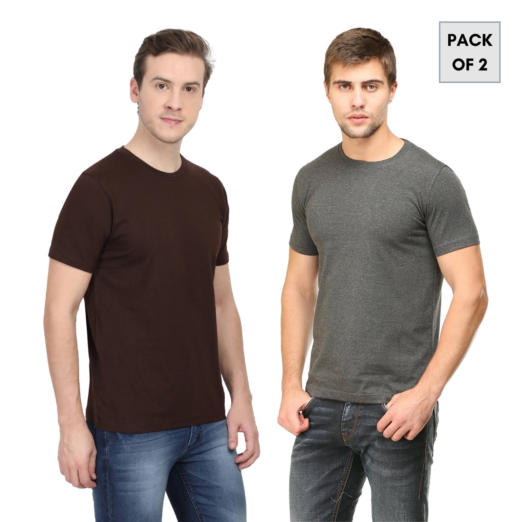 Plain Cotton Mens Unisex T-shirt Pack Of 2 Combo