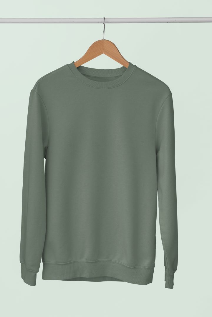 Round-Neck-SWEATSHIRT-PLAIN-SOLID-olivegreen-WINTERWEAR-UNISEX