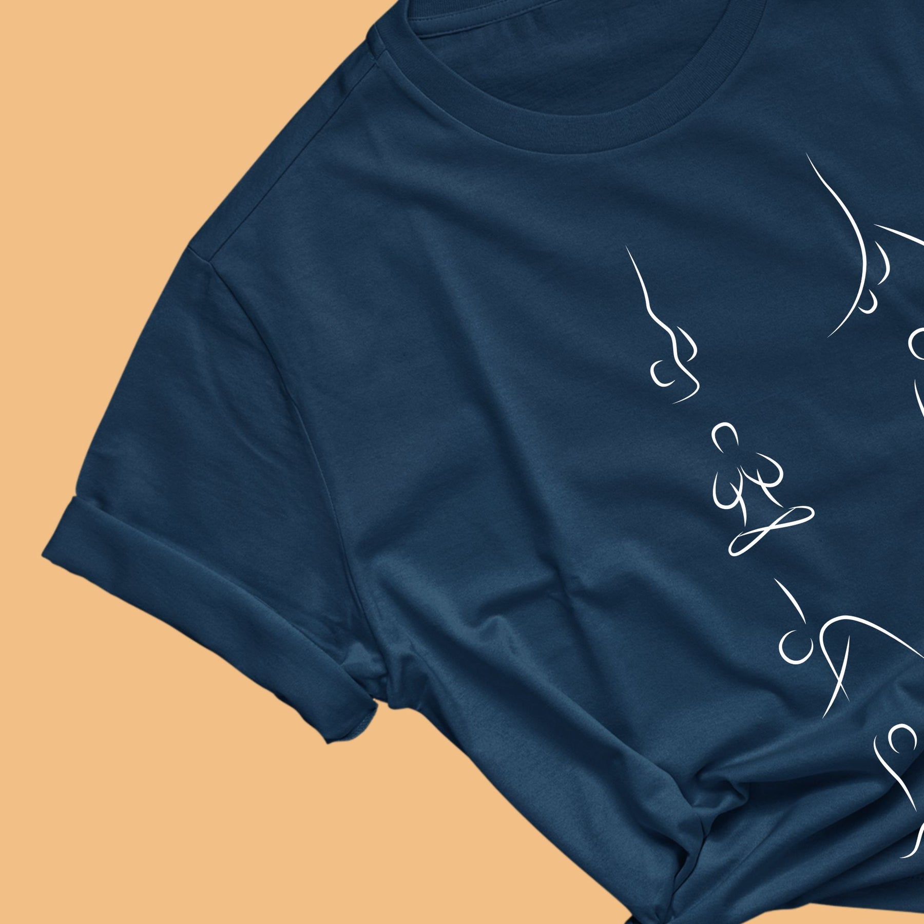 Yoga-pose-women-navy-blue-printed-yoga-tshirt-gogirgit-com